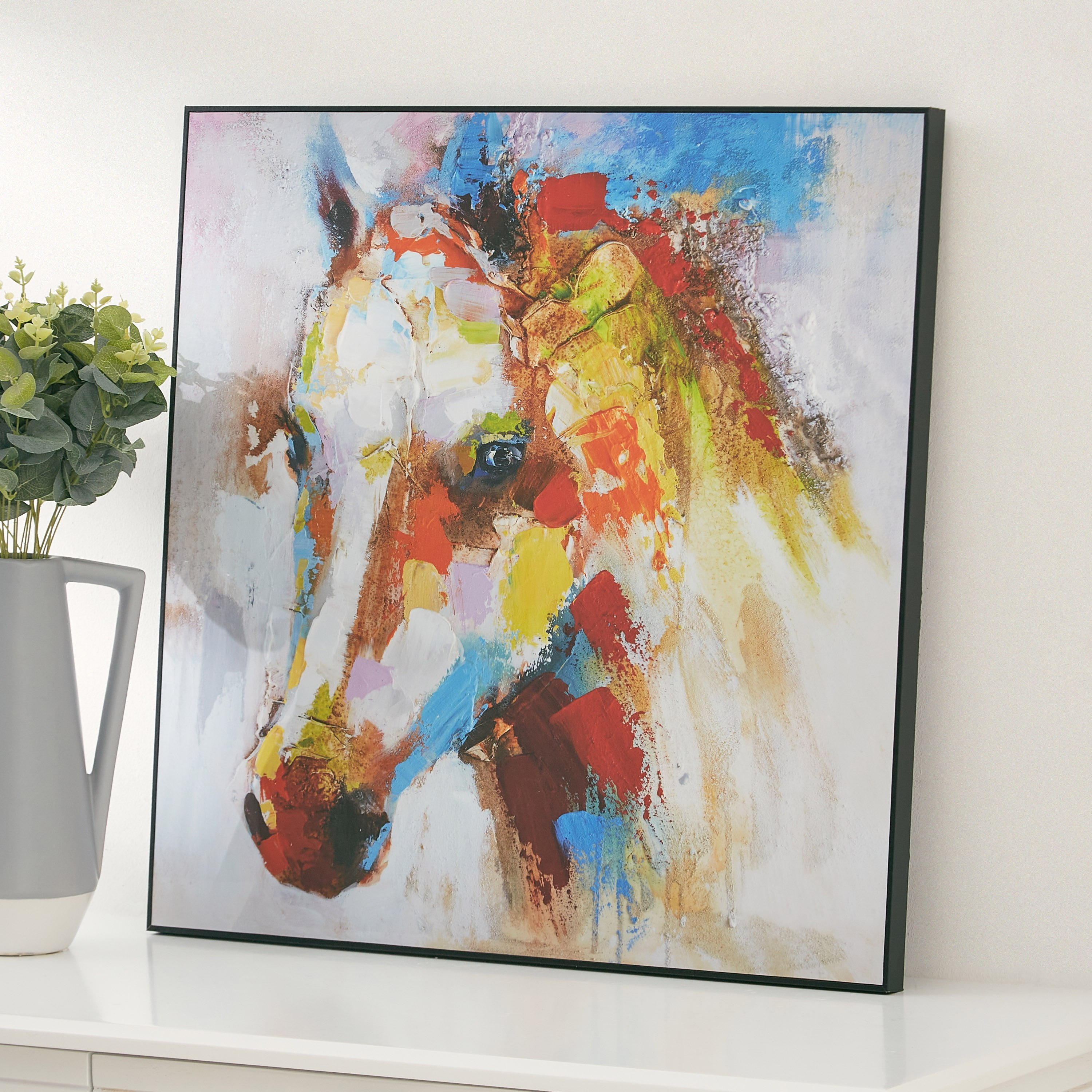 Leonor Glossy Horse Handpainted Framed Picture - 60x3x60 cm-hbxhomeware-hbxdecorandfurnishings-image-2