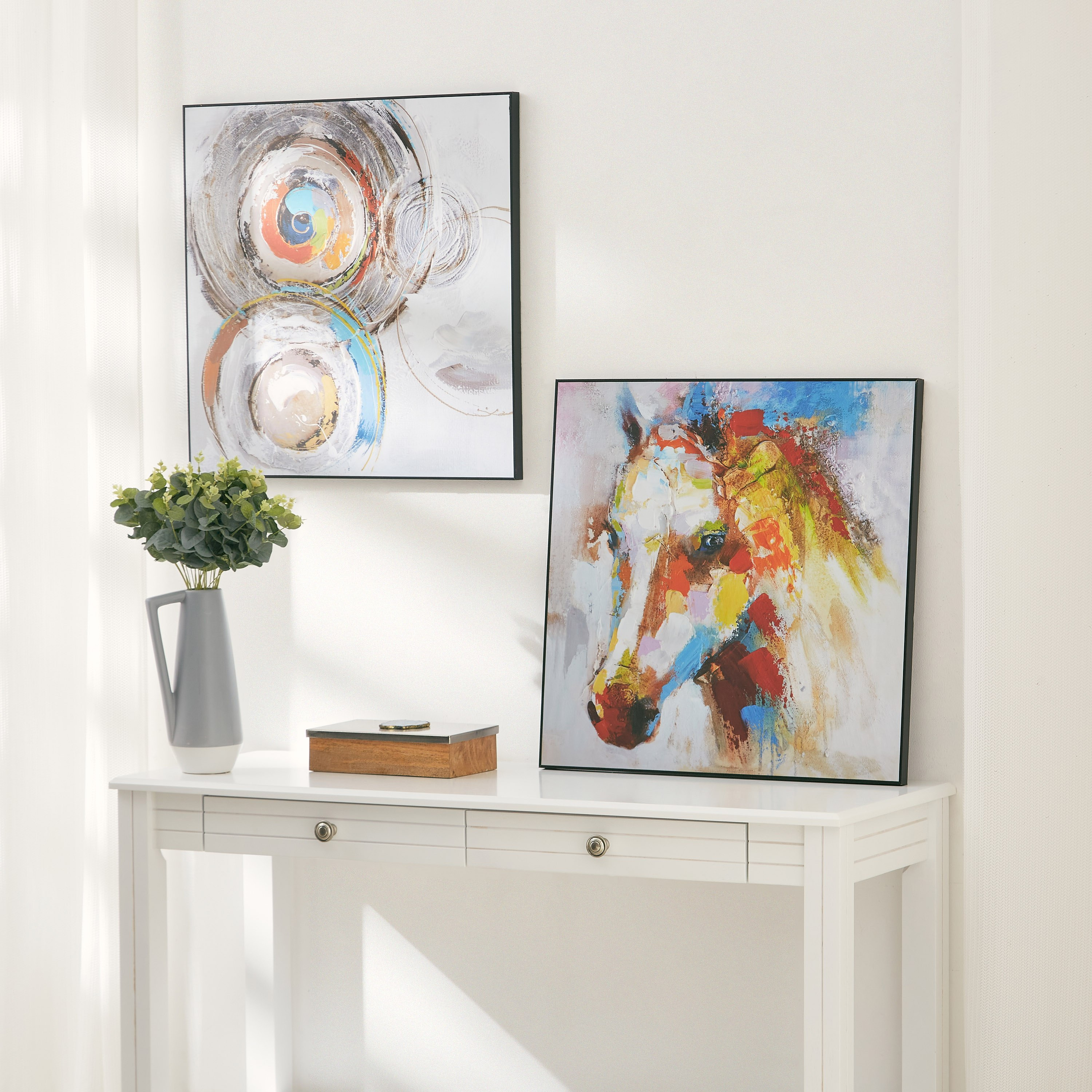Leonor Glossy Horse Handpainted Framed Picture - 60x3x60 cm-hbxhomeware-hbxdecorandfurnishings-image-4