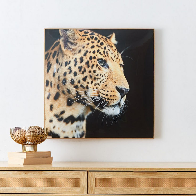 Evora Leopard Glossy Canvas Framed Picture - 60x3x60 cm-Framed Pictures-image-0