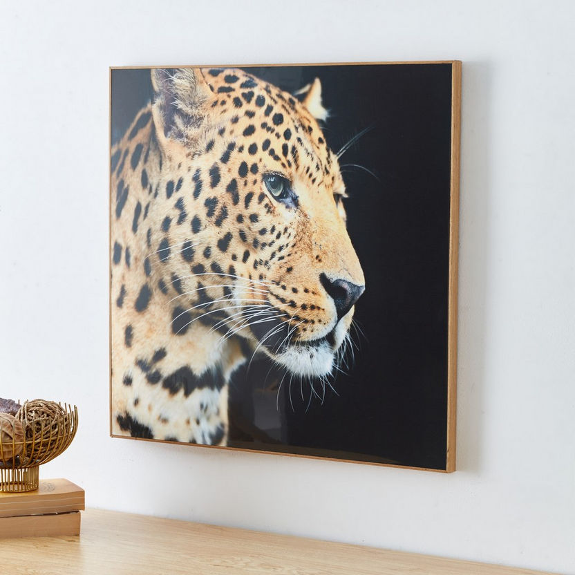 Evora Leopard Glossy Canvas Framed Picture - 60x3x60 cm-Framed Pictures-image-1
