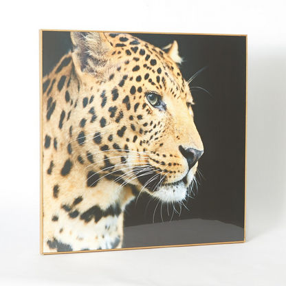 Evora Leopard Glossy Canvas Framed Picture - 60x3x60 cms