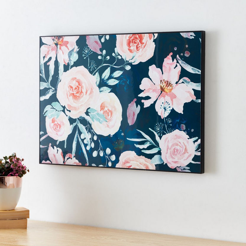 Evora Floral Glossy Canvas Framed Picture - 70x3x50 cm-Framed Pictures-image-1