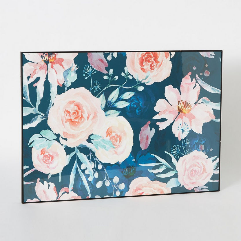 Evora Floral Glossy Canvas Framed Picture - 70x3x50 cm-Framed Pictures-image-4