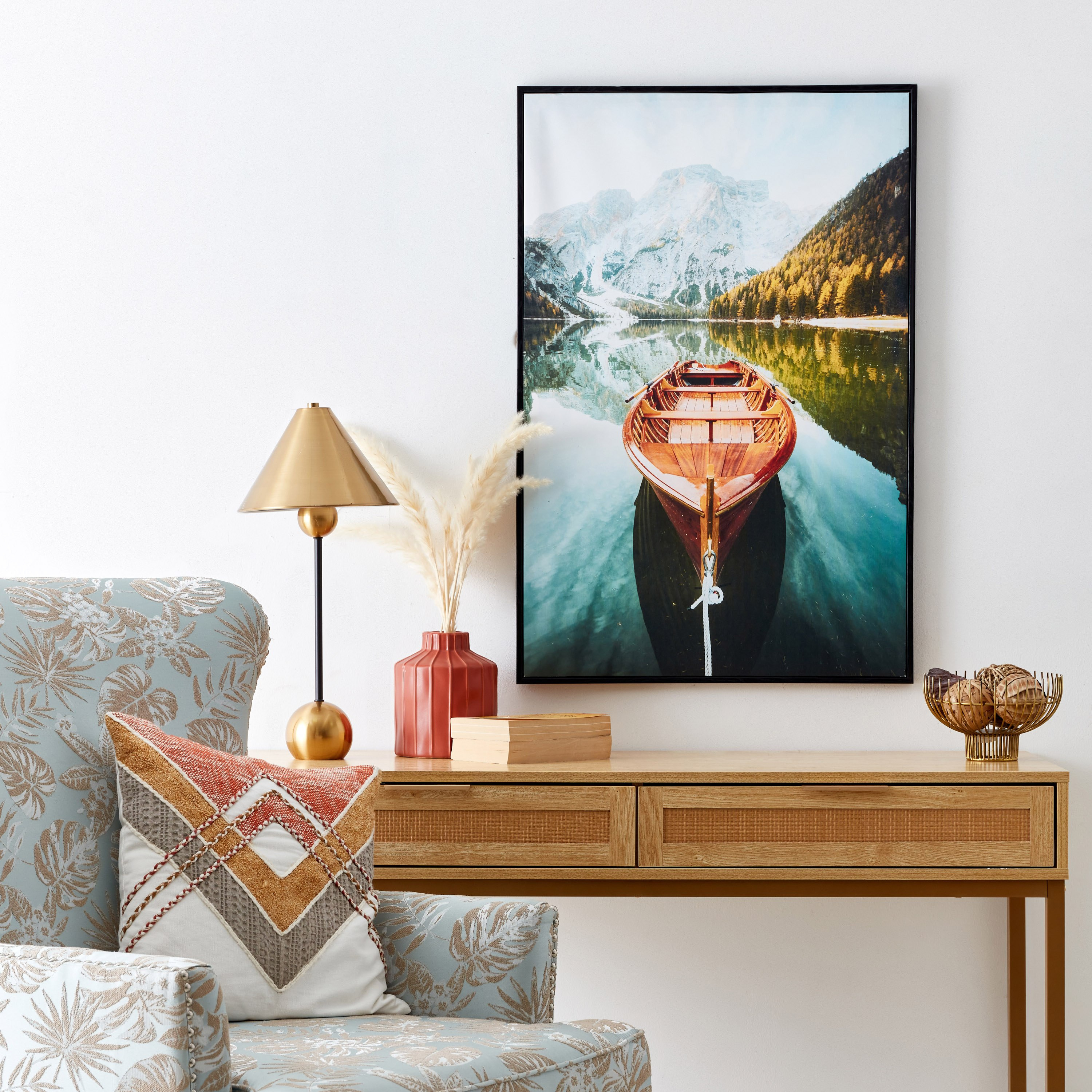 لوحة مؤطّرة لامعة بتصميم جسر البحيرة من إيفورا - 60x3x90 سم-hbxhomeware-hbxdecorandfurnishings-image-4