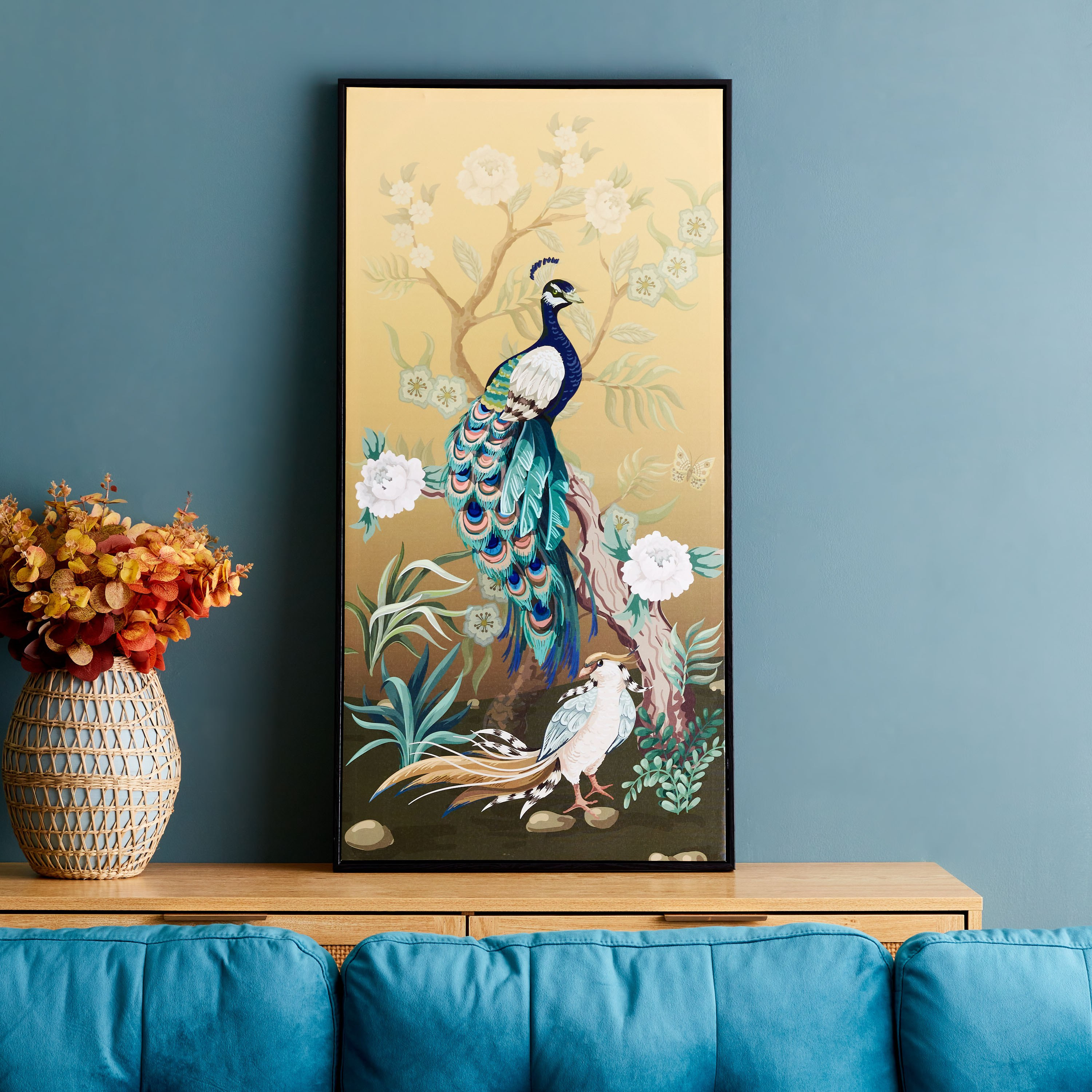 لوحة مؤطرة ولامعة بتصميم طاووس من ميدنايت بلوم - 50x4x100 سم-PROMO_HB_AE_B1G1_250925-image-1