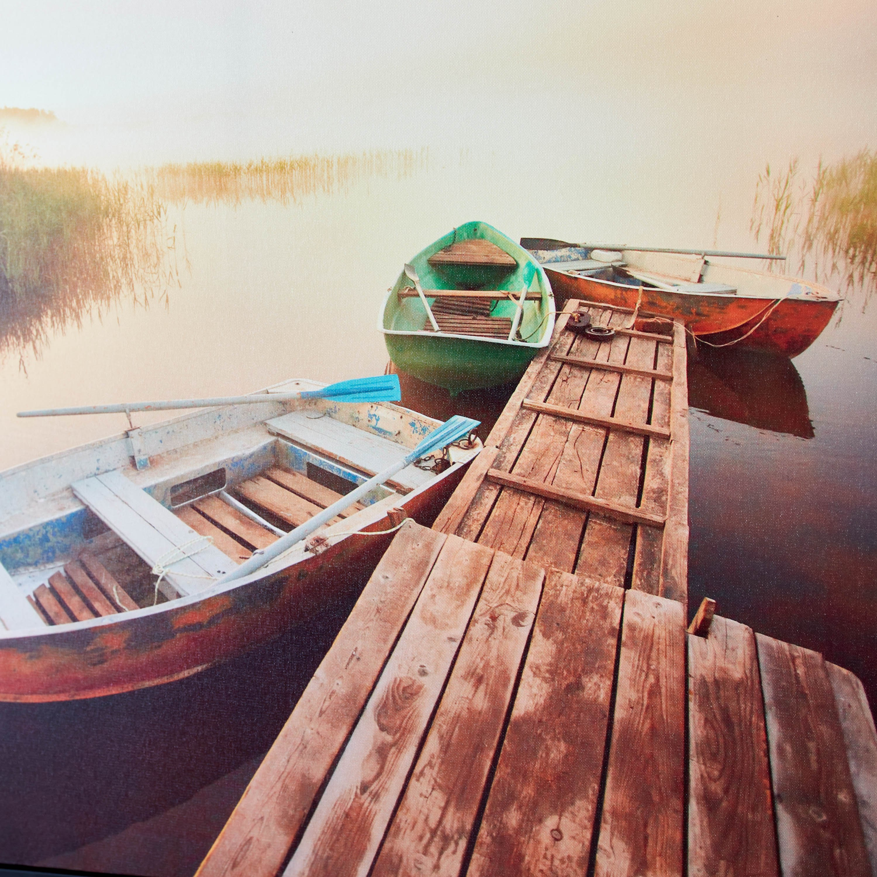 Evora Boat Lake Glossy Canvas Framed Picture - 90x3x60 cm-hbxhomeware-hbxdecorandfurnishings-image-3