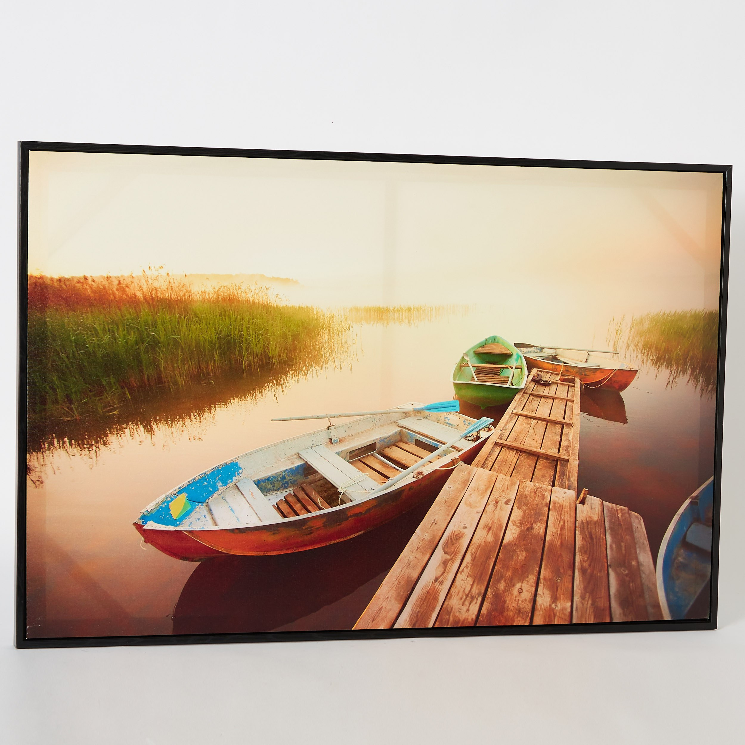 Evora Boat Lake Glossy Canvas Framed Picture - 90x3x60 cm-hbxhomeware-hbxdecorandfurnishings-image-5