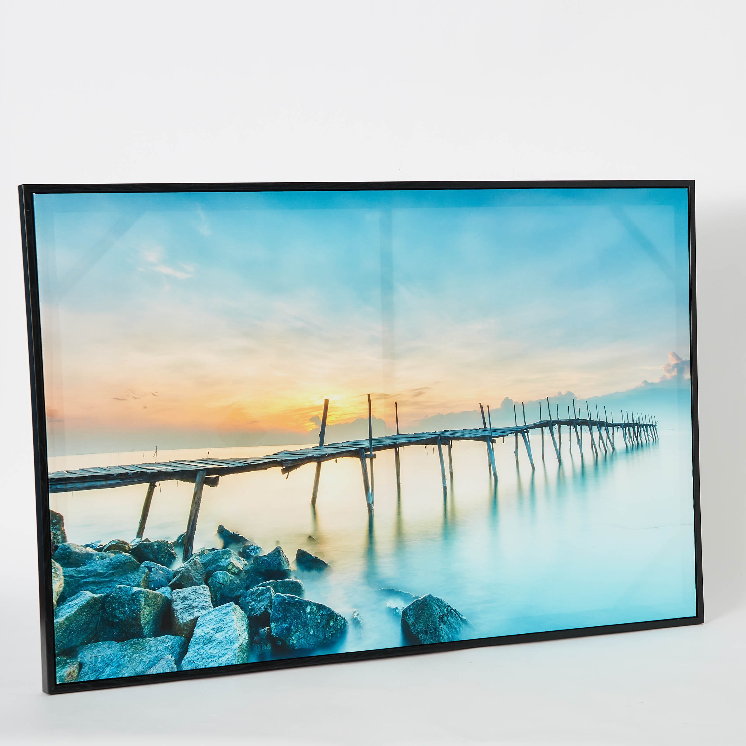 لوحة كانفاس مؤطرة ولامعة بتصميم بحيرة وقارب من إيفورا - 90x3x60 سم-hbxhomeware-hbxdecorandfurnishings-image-5
