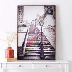 Evora Stairs Glossy Canvas Framed Picture - 70x4x100 cms