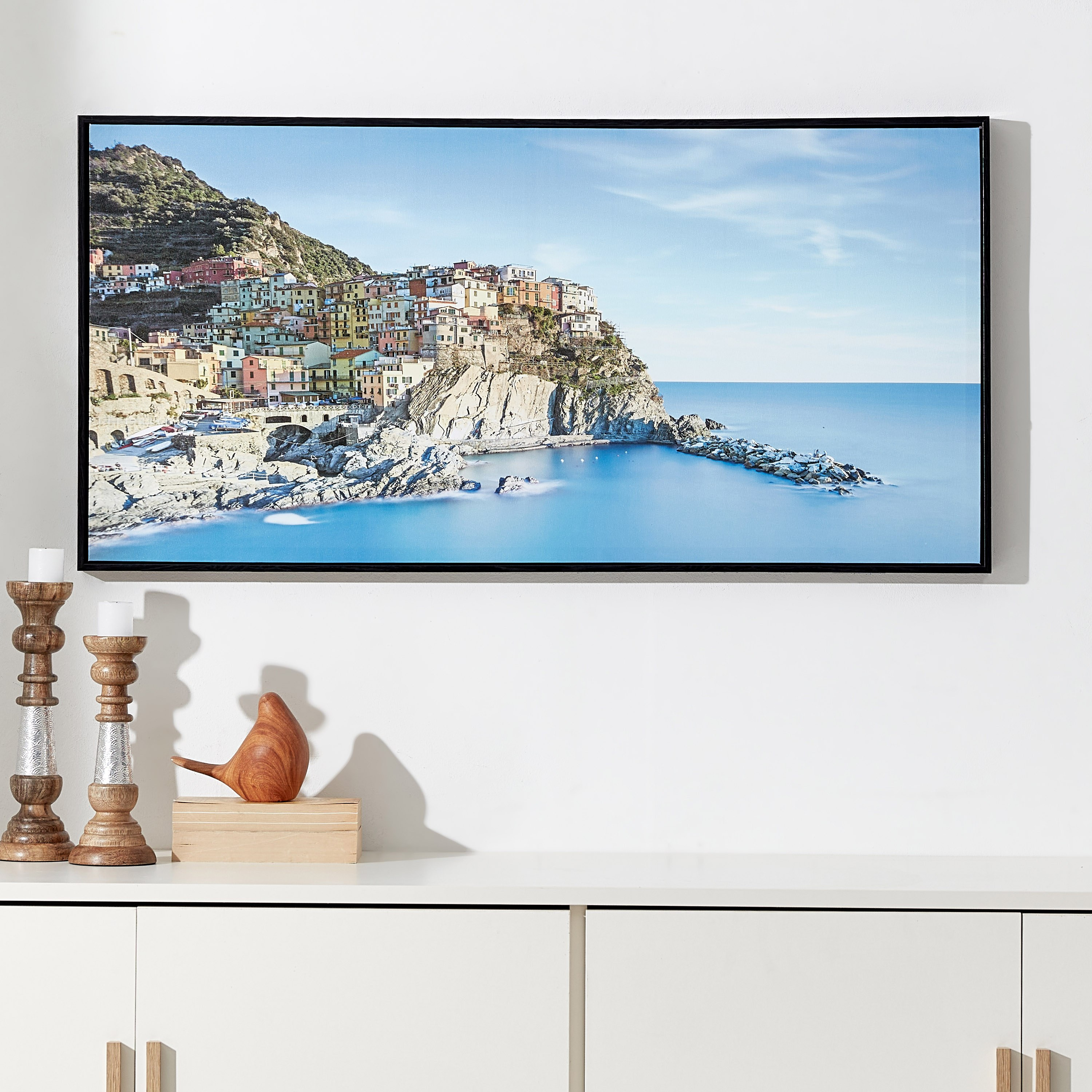 Evora Glossy Coastal Town Canvas Framed Picture - 100x4x50 cm-PROMO_HB_AE_B1G1_250925-image-1