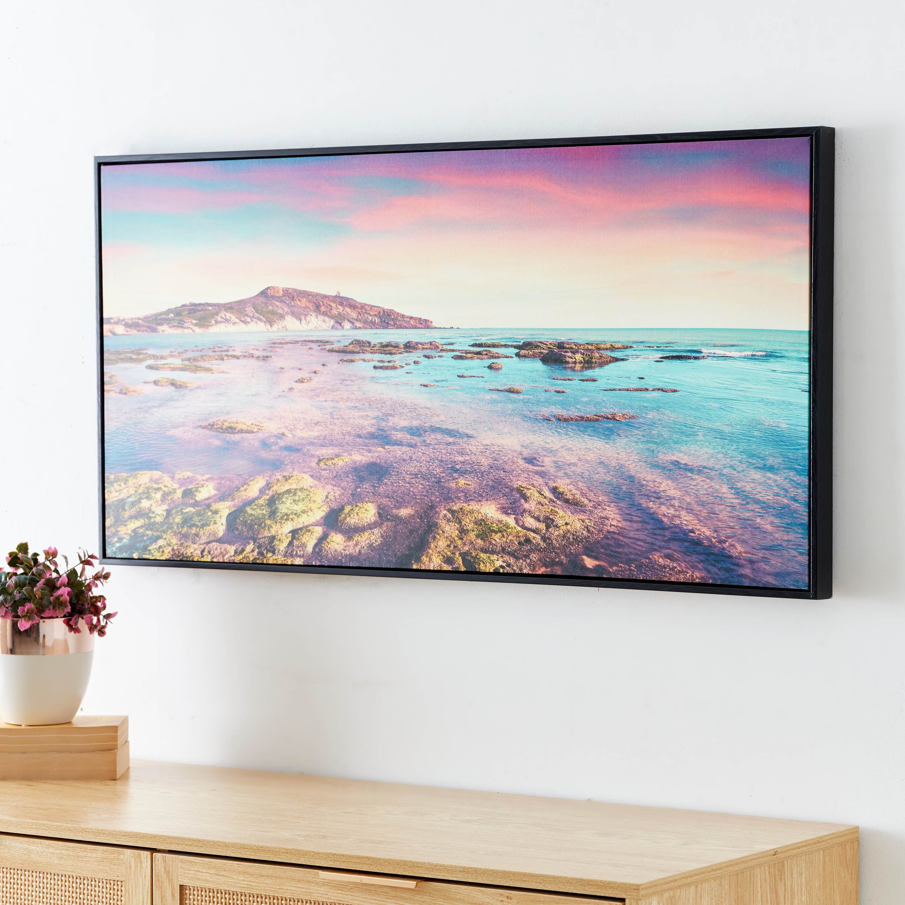 لوحة كانفاس لامعة مؤطرة بتصميم بحر وغروب شمس من إيفورا - 100x4x50 سم-hbxhomeware-hbxdecorandfurnishings-image-2