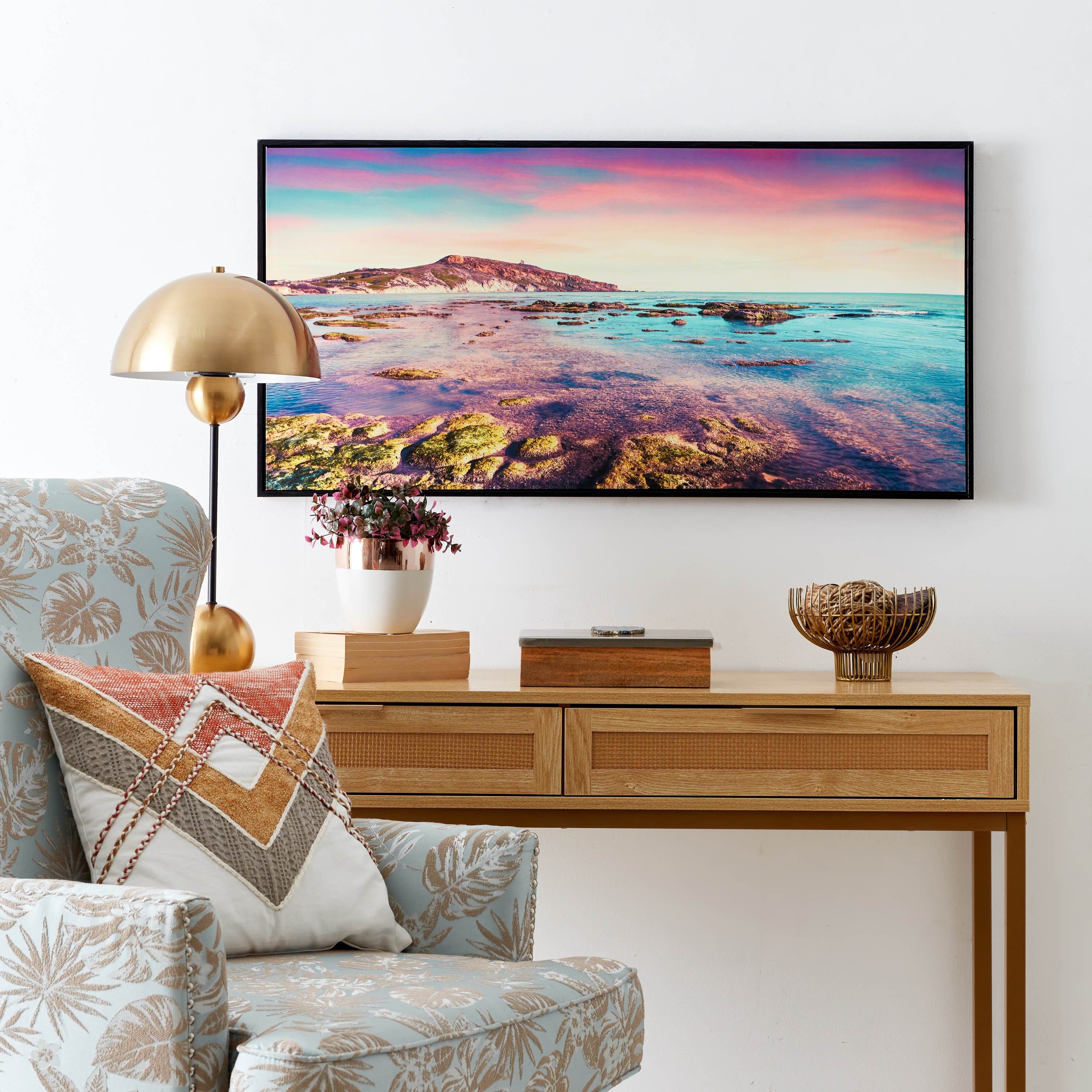 لوحة كانفاس لامعة مؤطرة بتصميم بحر وغروب شمس من إيفورا - 100x4x50 سم-hbxhomeware-hbxdecorandfurnishings-image-4