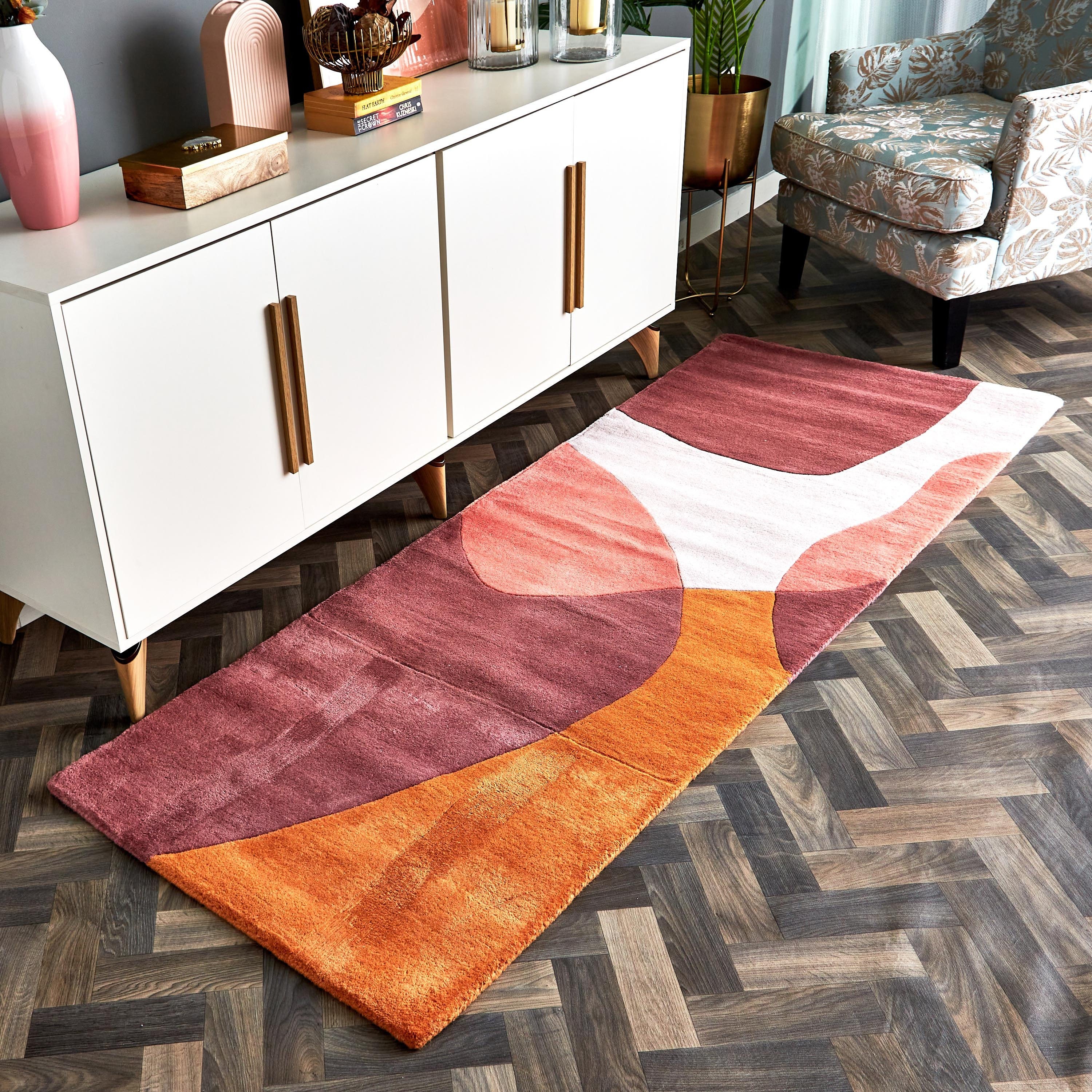سجادة صوف معنقدة يدويًا من إيرلاين - 80x230 سم-hbxdecorandfurnishings-floorcoverings-rugs-image-1