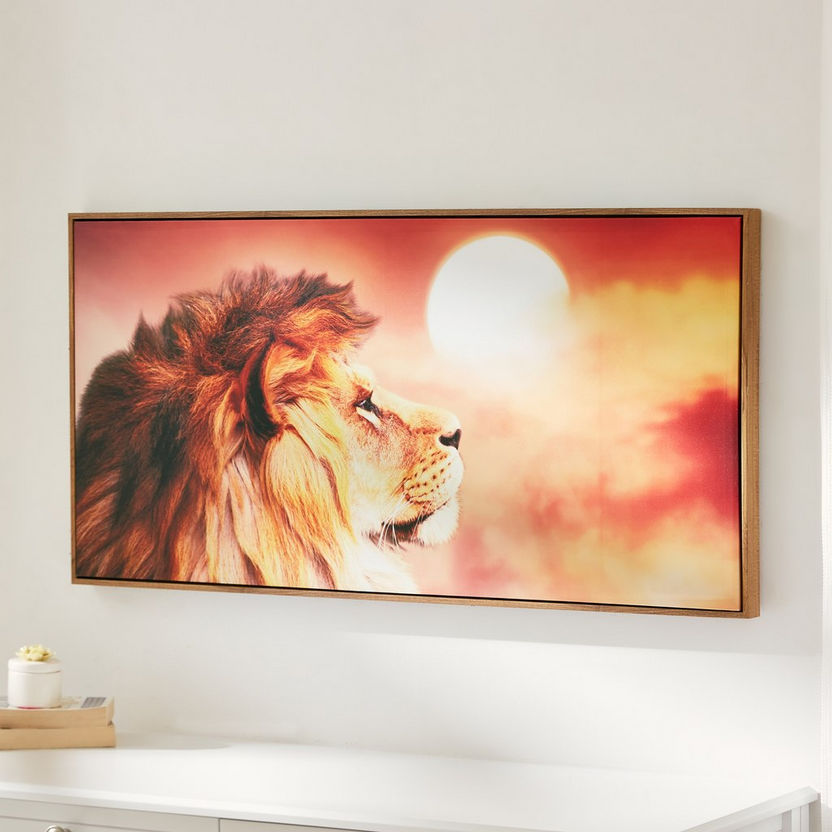 Leonar Lion Glossy Framed Picture - 100x4x50 cm-Framed Pictures-image-1