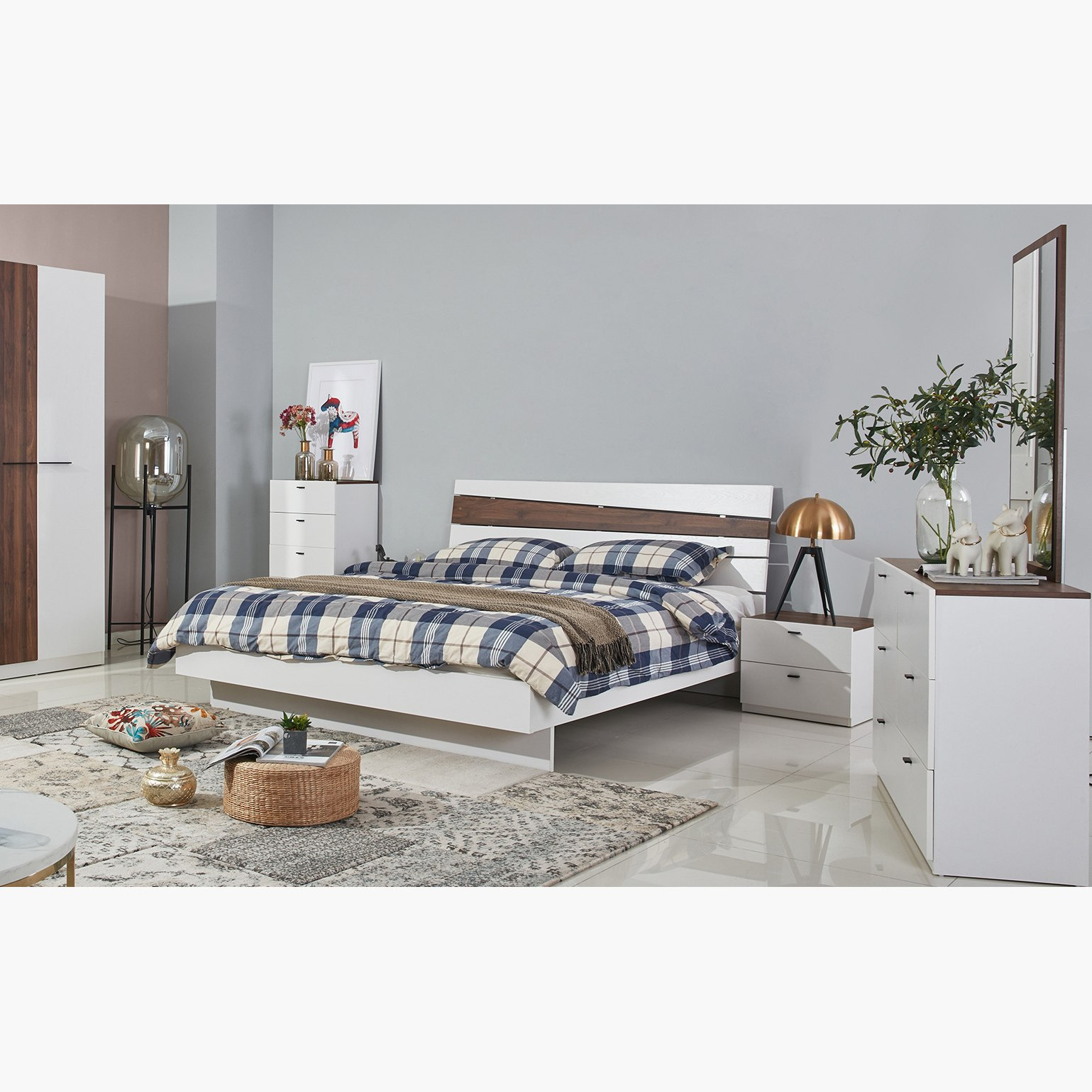 طقم غرفة نوم كينج 5 قطع من أنكونا - 180x200 سم-hbxbedroom-bedsandbedsets-bedroomsets-king-image-1