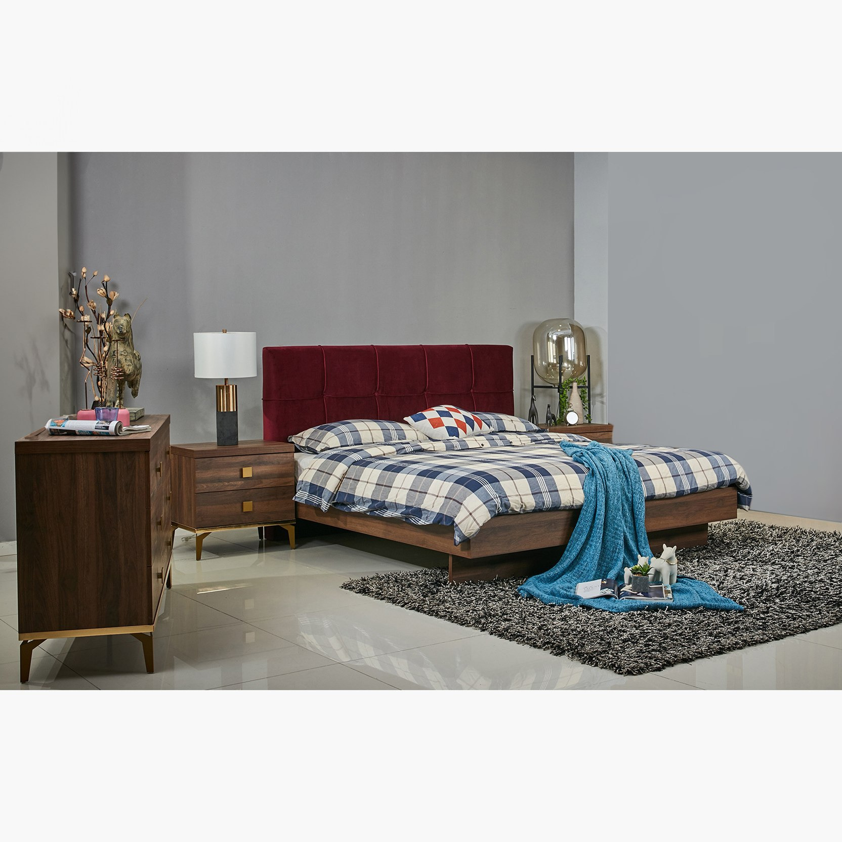 طقم غرفة نوم كينج 4 قطع دون مرآة من أكويلا - 180x200 سم-hbxbedroom-bedsandbedsets-bedroomsets-king-image-1