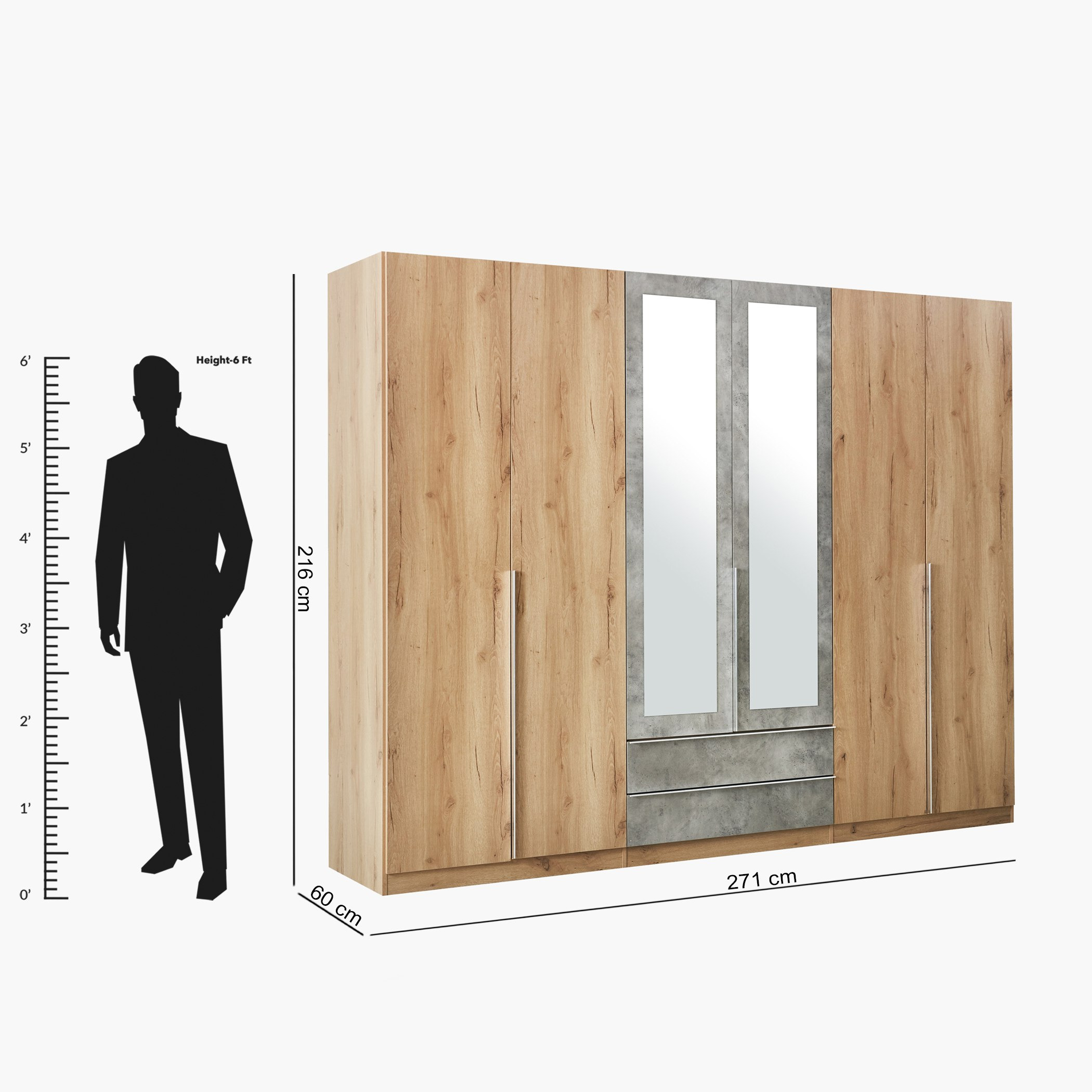 خزانة ملابس بـ 6 أبواب ومرآتين من نورماندي-hbxfurniture-wardrobes-image-9