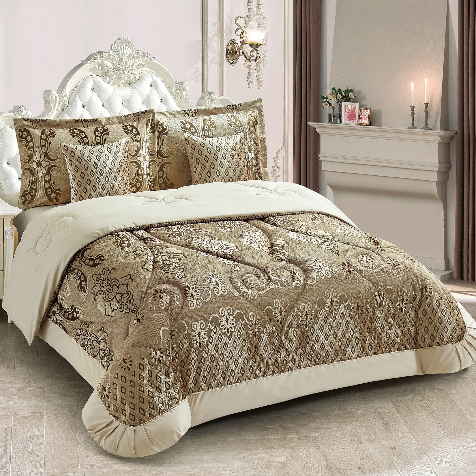 طقم لحاف كينج جاكار 5 قطع من جوليان - 220x240 سم-hbxhomeware-hbxdecorandfurnishings-image-1