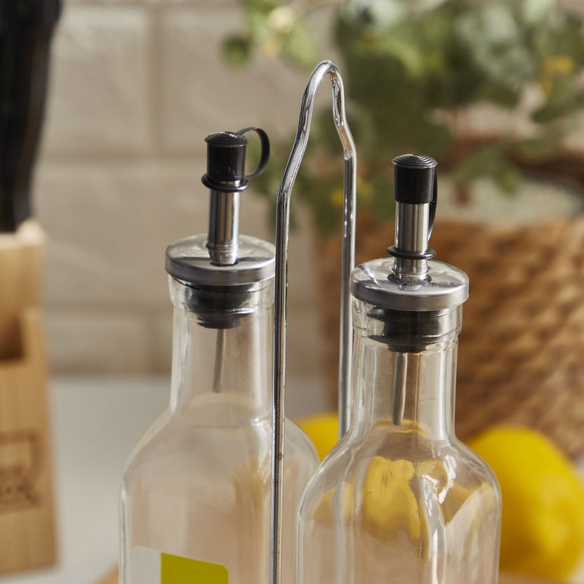 Essential 2-Piece Oil and Vinegar Bottle Set with Stand-Condiment Holders-image-3