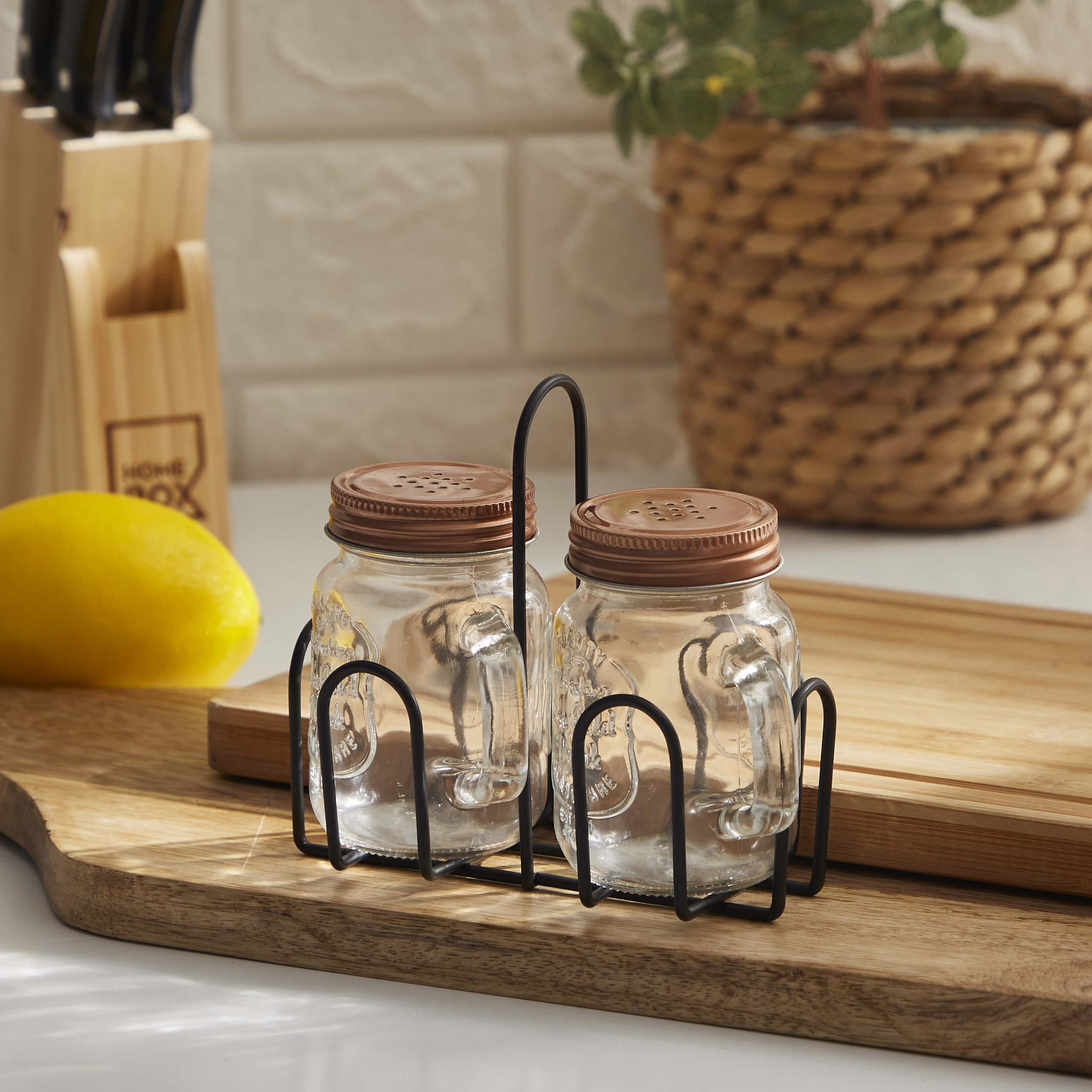 طقم جرة ماسون زجاج قطعتين مع حامل من إيسينشيال-hbxhomeware-hbxkitchen-image-1