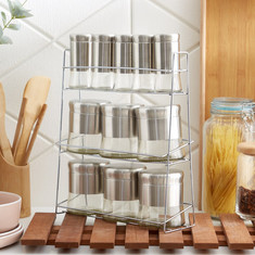 Essential 11-Piece Glass Spice Rack Set with Stand