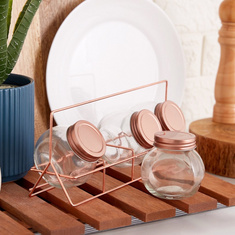 Essential 4-Piece Glass Spice Rack Set with Stand