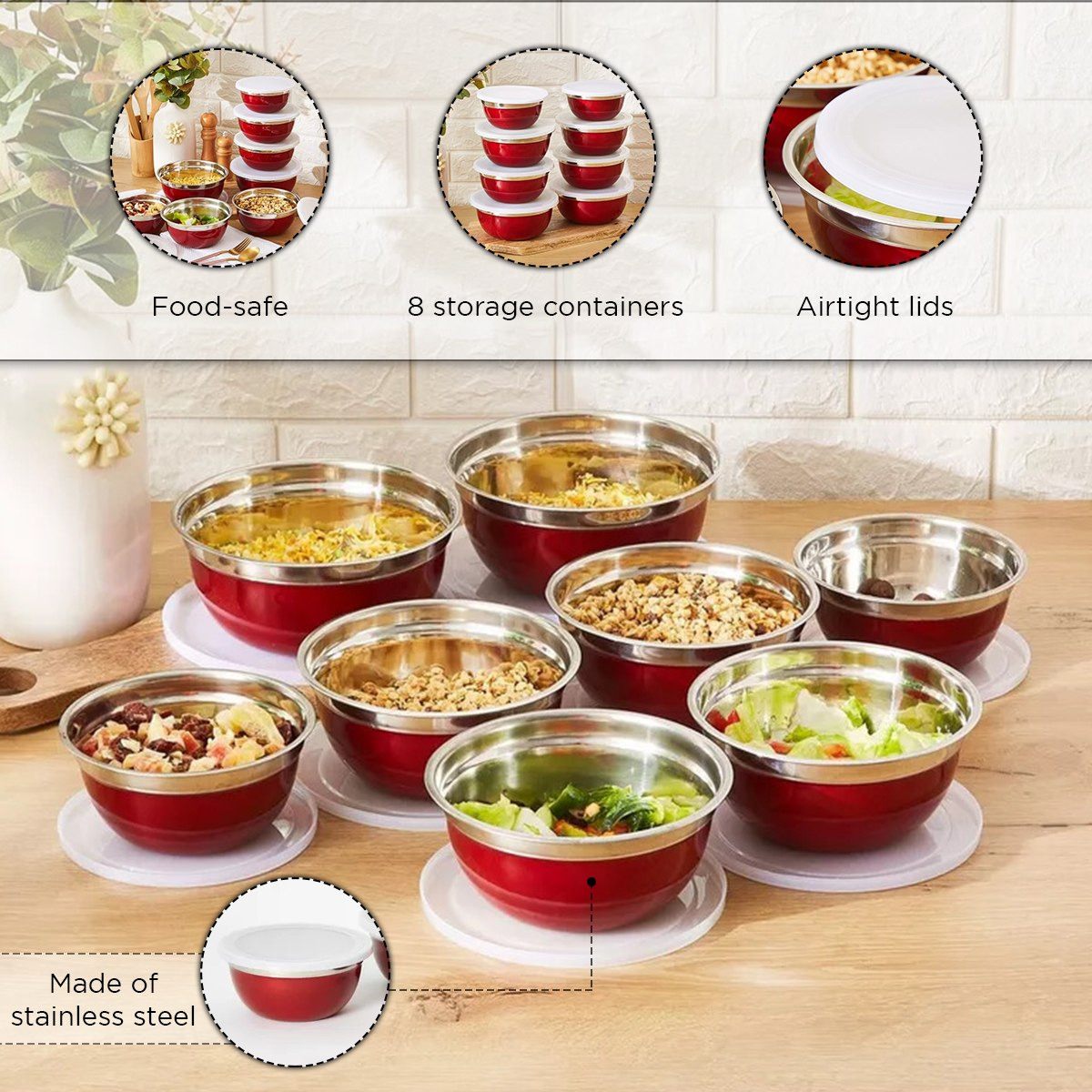 طقم أوعية تخزين طعام ستانليس ستيل من بريميا - 16 قطع-hbxdecorandfurnishings-tabletop-serveware-image-5