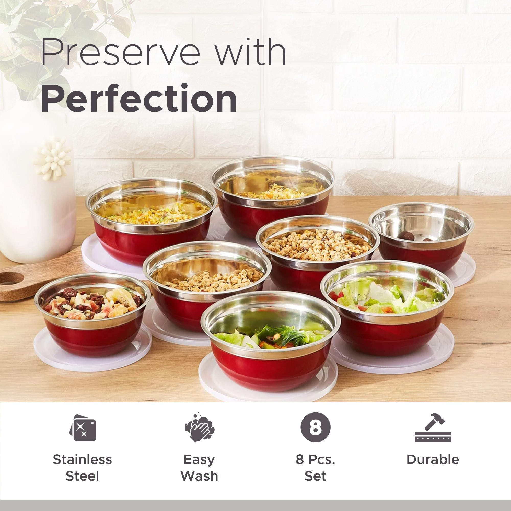 طقم أوعية تخزين طعام ستانليس ستيل من بريميا - 16 قطع-hbxdecorandfurnishings-tabletop-serveware-image-8