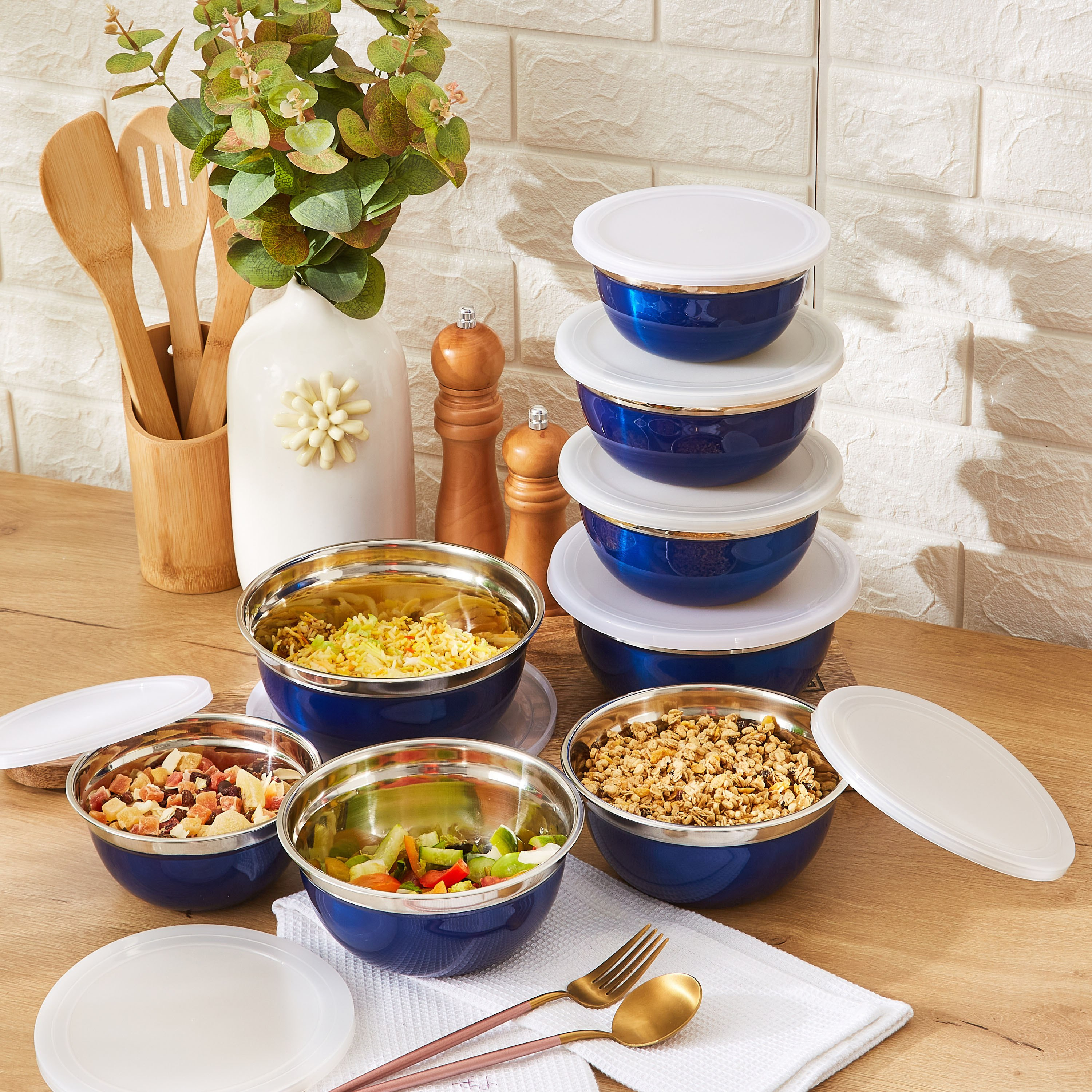 طقم أوعية تخزين طعام ستانليس ستيل من بريميا - 16 قطع-hbxdecorandfurnishings-tabletop-serveware-image-4