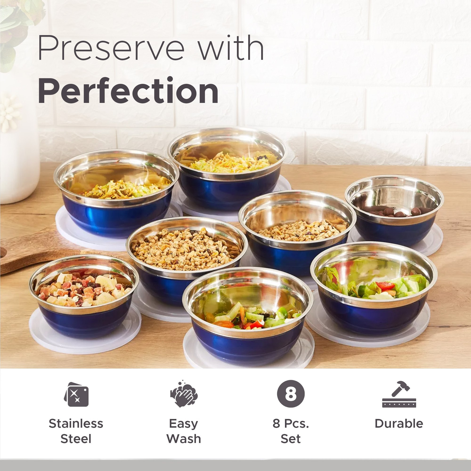 طقم أوعية تخزين طعام ستانليس ستيل من بريميا - 16 قطع-hbxdecorandfurnishings-tabletop-serveware-image-6