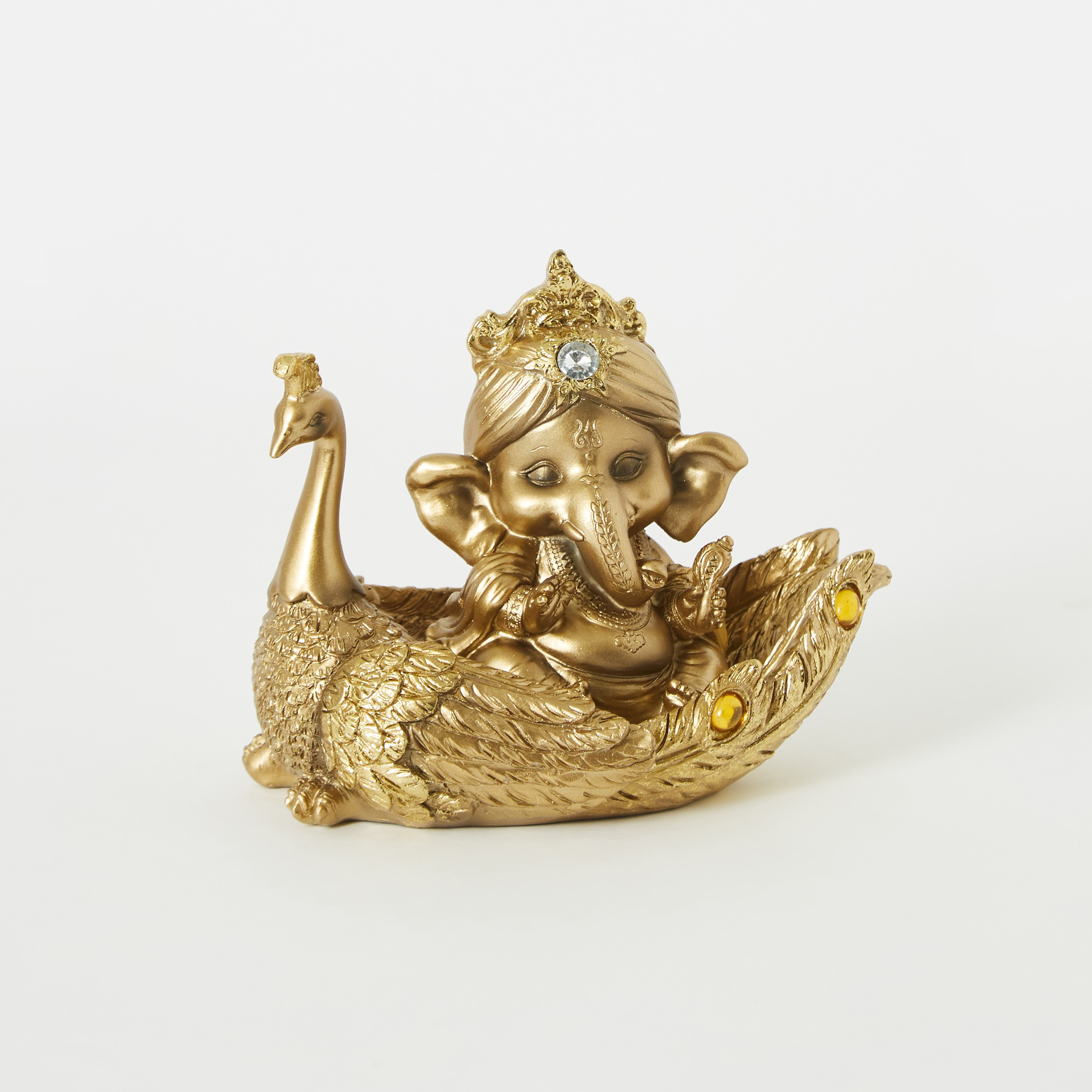 Divine Polyresin Baby Ganesha On A Peacock  - 16.4x10.2x13 cm-hbxhomeware-homedecor-figurinesandornaments-image-5
