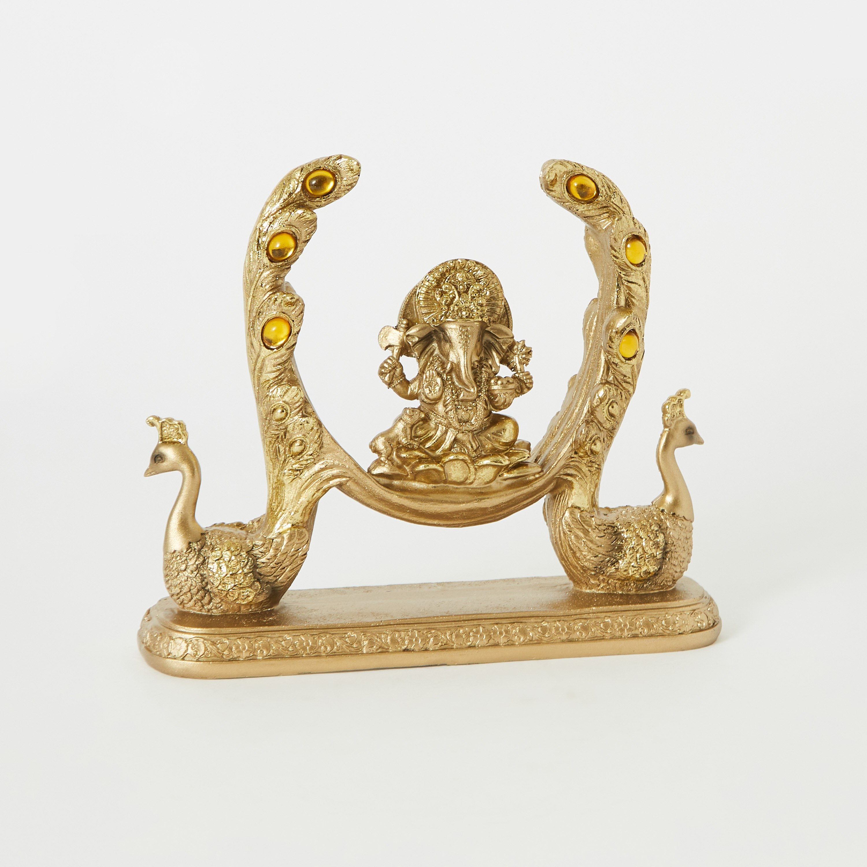 Divine Polyresin Ganesha On A Peacock Chariot - 30x30x4 cm-hbxhomeware-homedecor-figurinesandornaments-image-5