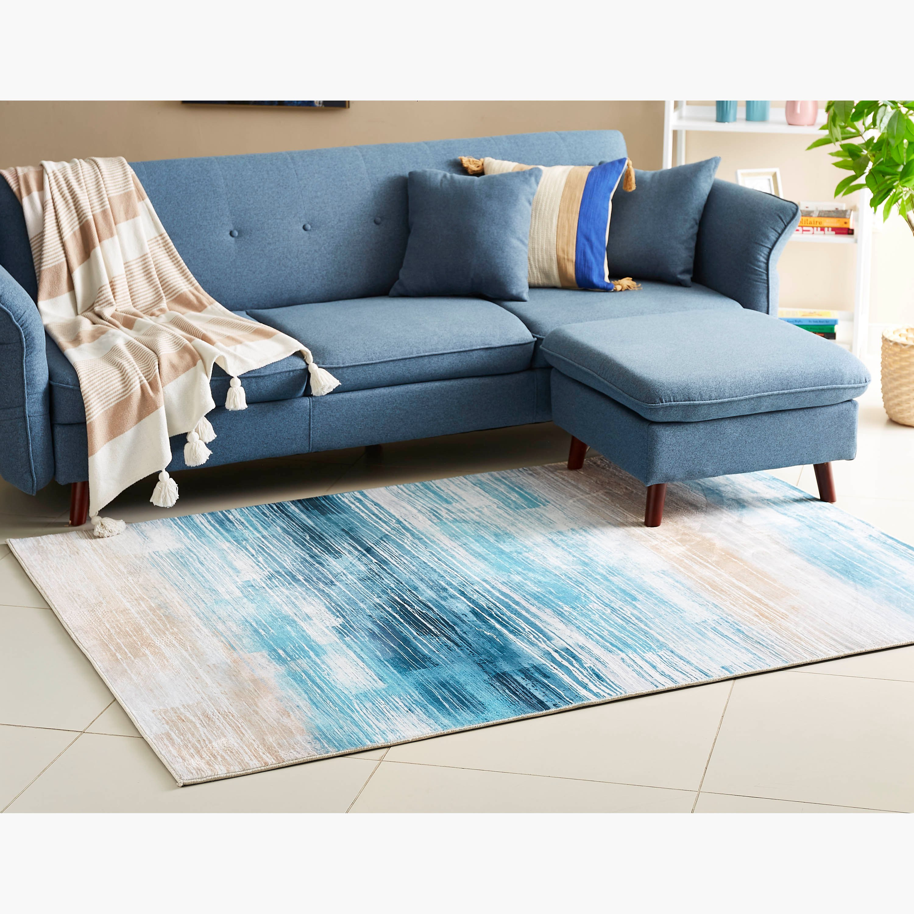 Ontario Brooke Stripes Printed Flannel Rug - 150x200 cm-hbxdecorandfurnishings-floorcoverings-rugs-image-1
