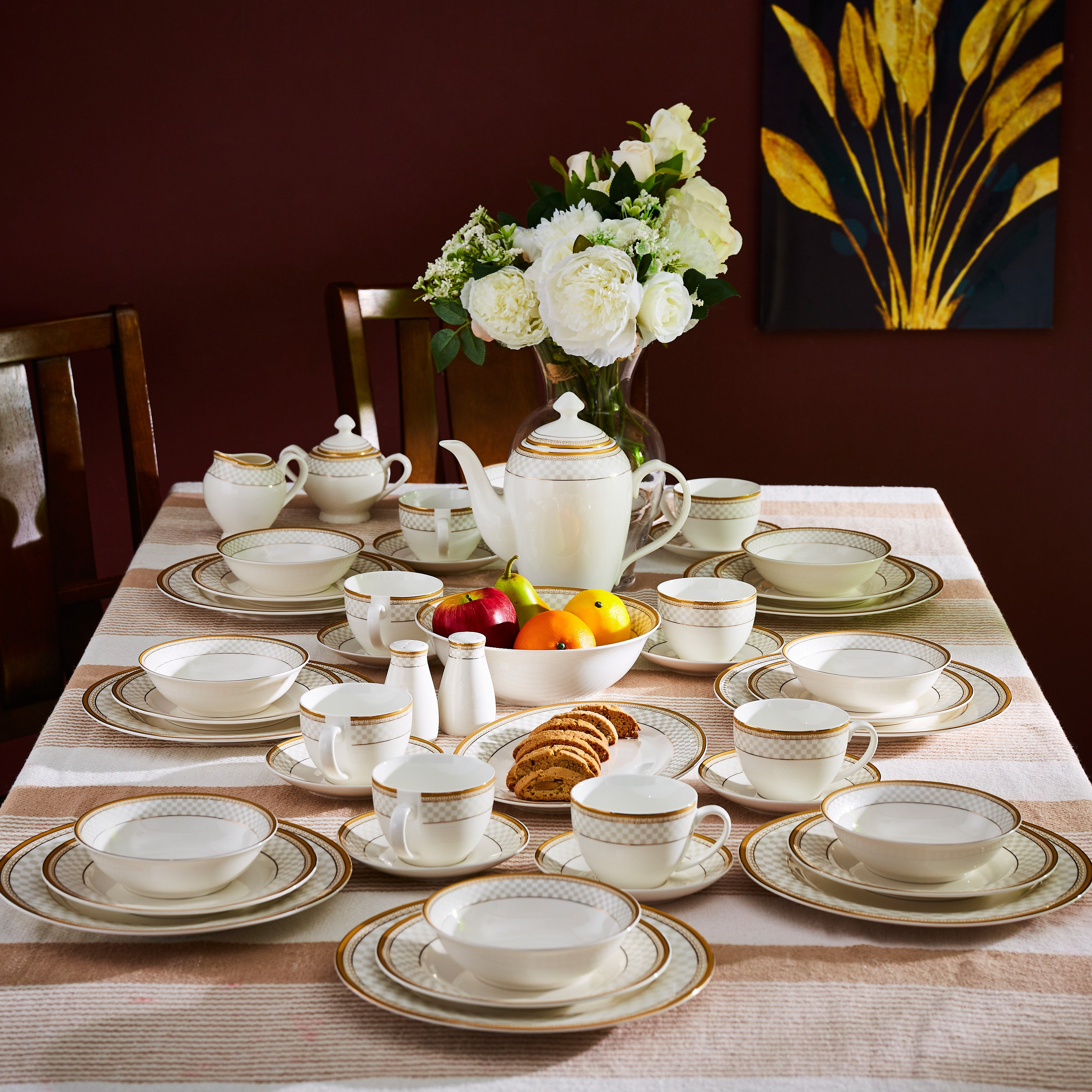 طقم عشاء 47 قطعة من الخزف الصيني بولكا من فيست-hbxdecorandfurnishings-tabletop-crockery-image-2