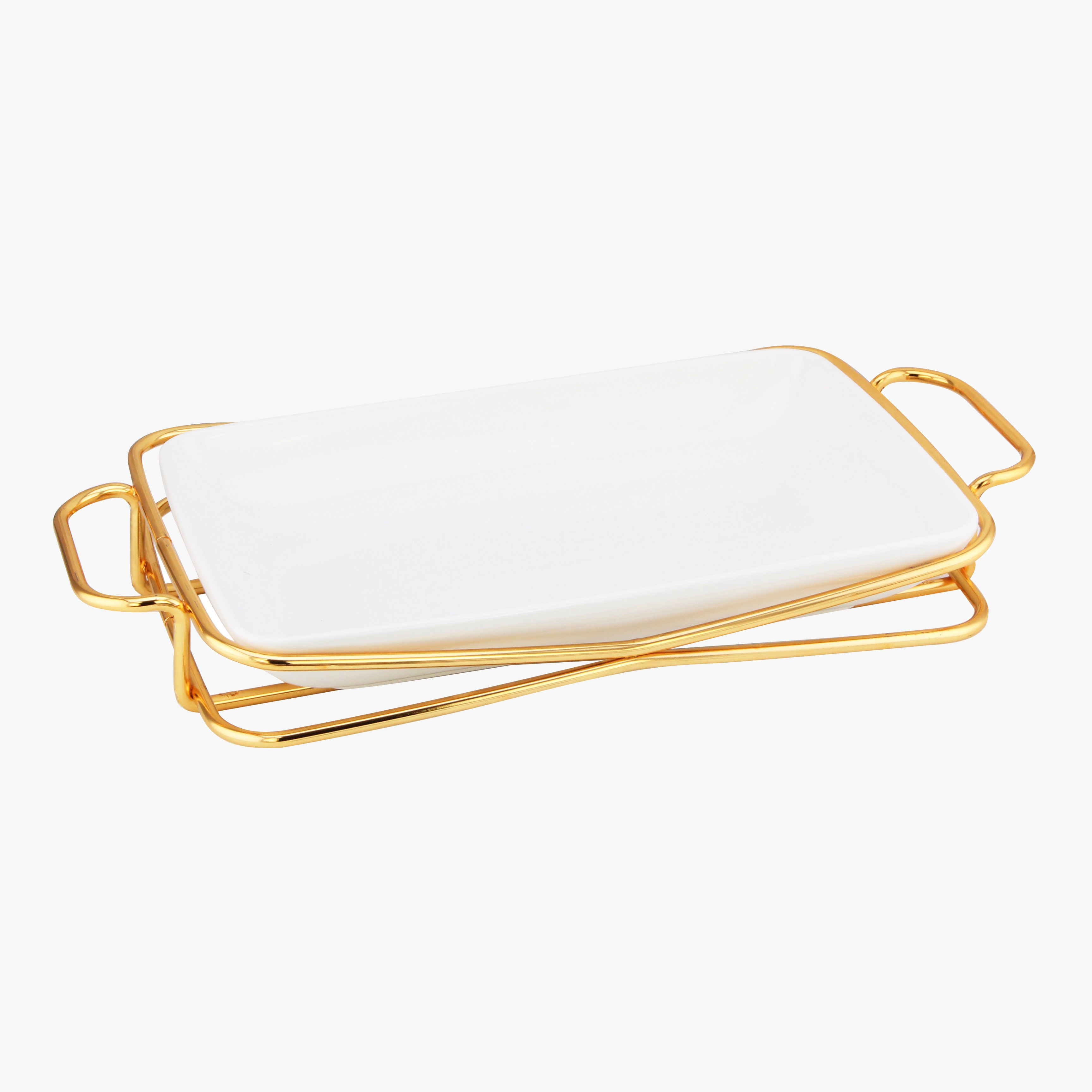 صحن تقديم مستطيل بحامل من فيست - 30.5 سم-hbxdecorandfurnishings-tabletop-serveware-image-1