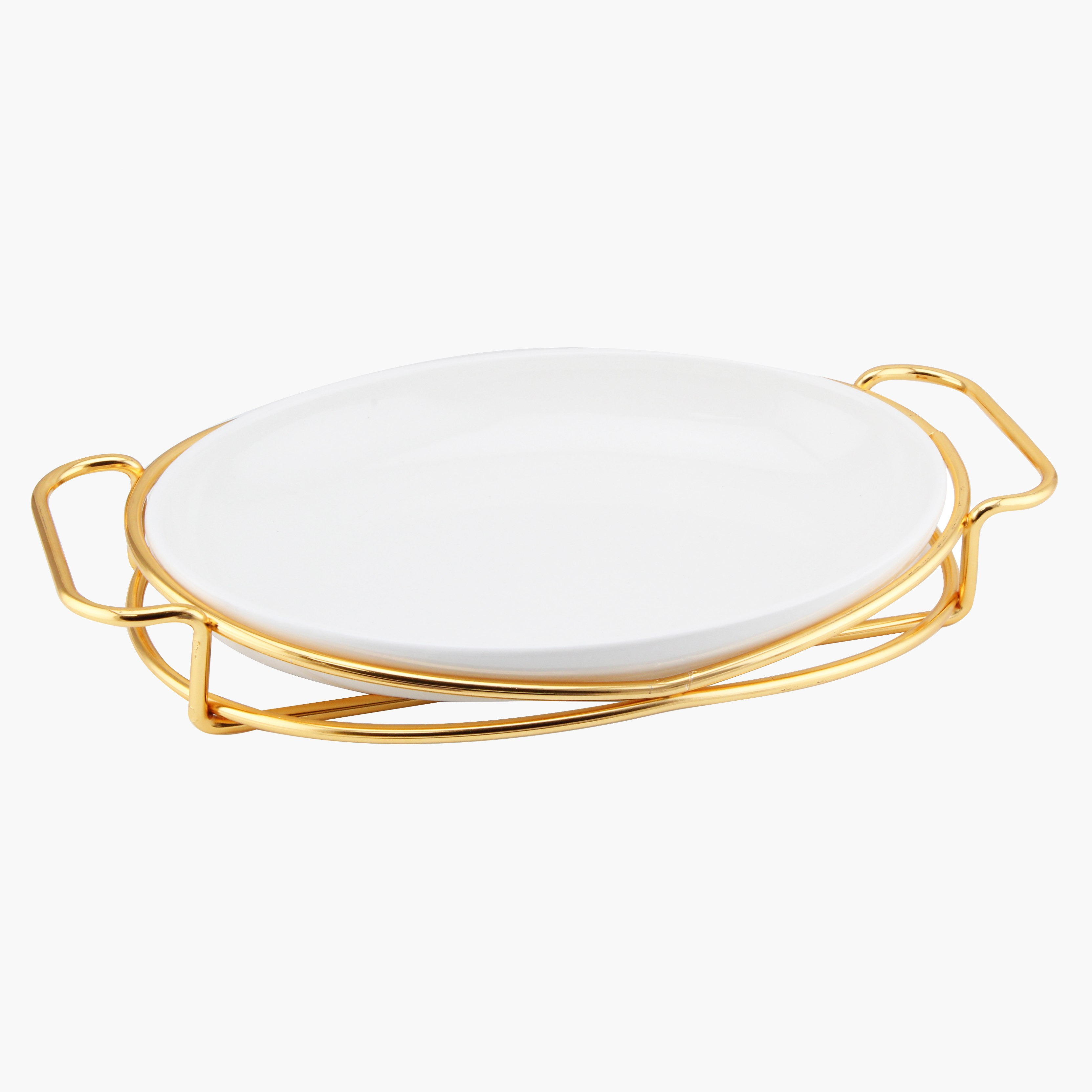 صحن تقديم بيضاوي بحامل من فيست - 30.5 سم-hbxdecorandfurnishings-tabletop-serveware-image-1