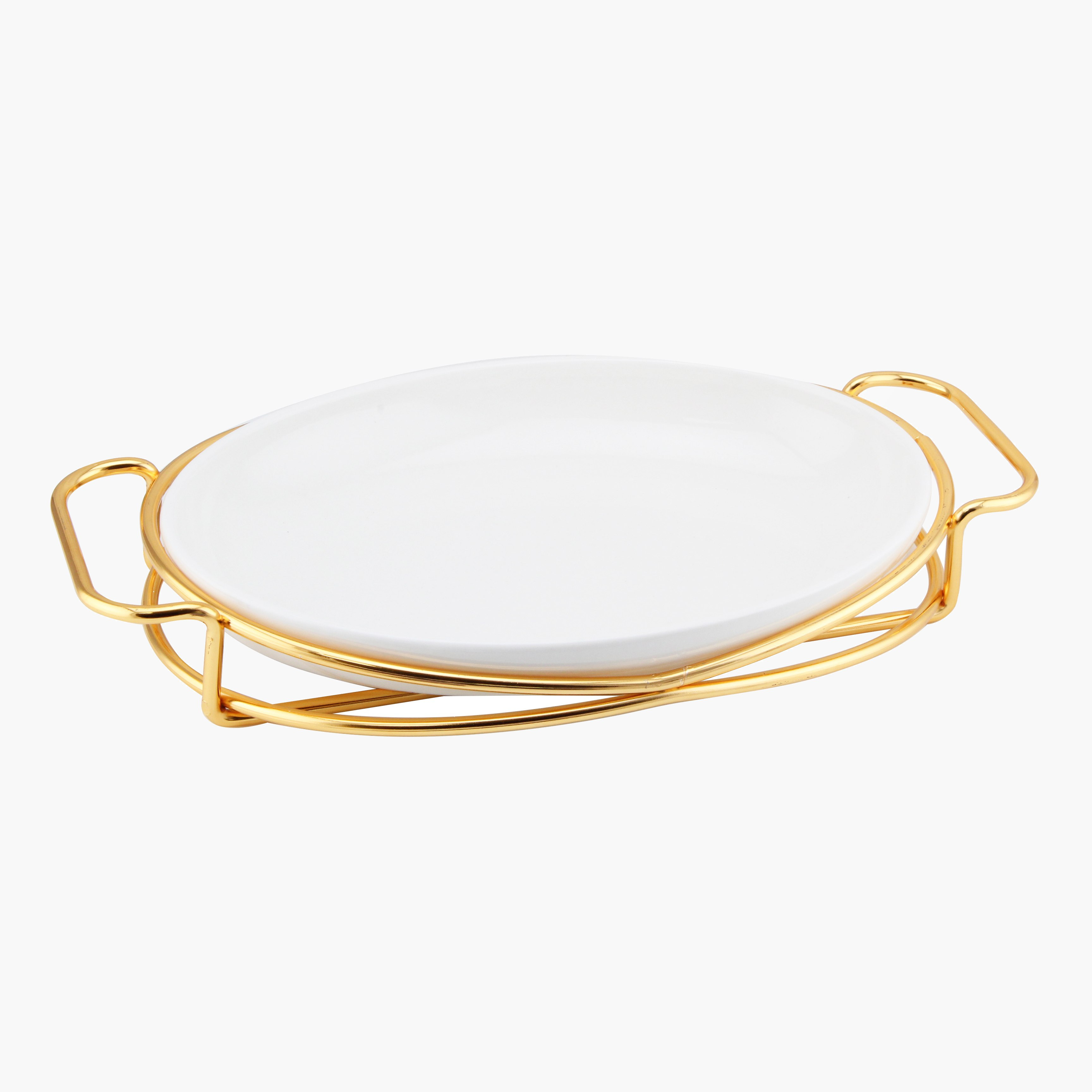 صحن تقديم بيضاوي بحامل من فيست - 35.5 سم-hbxdecorandfurnishings-tabletop-serveware-image-1