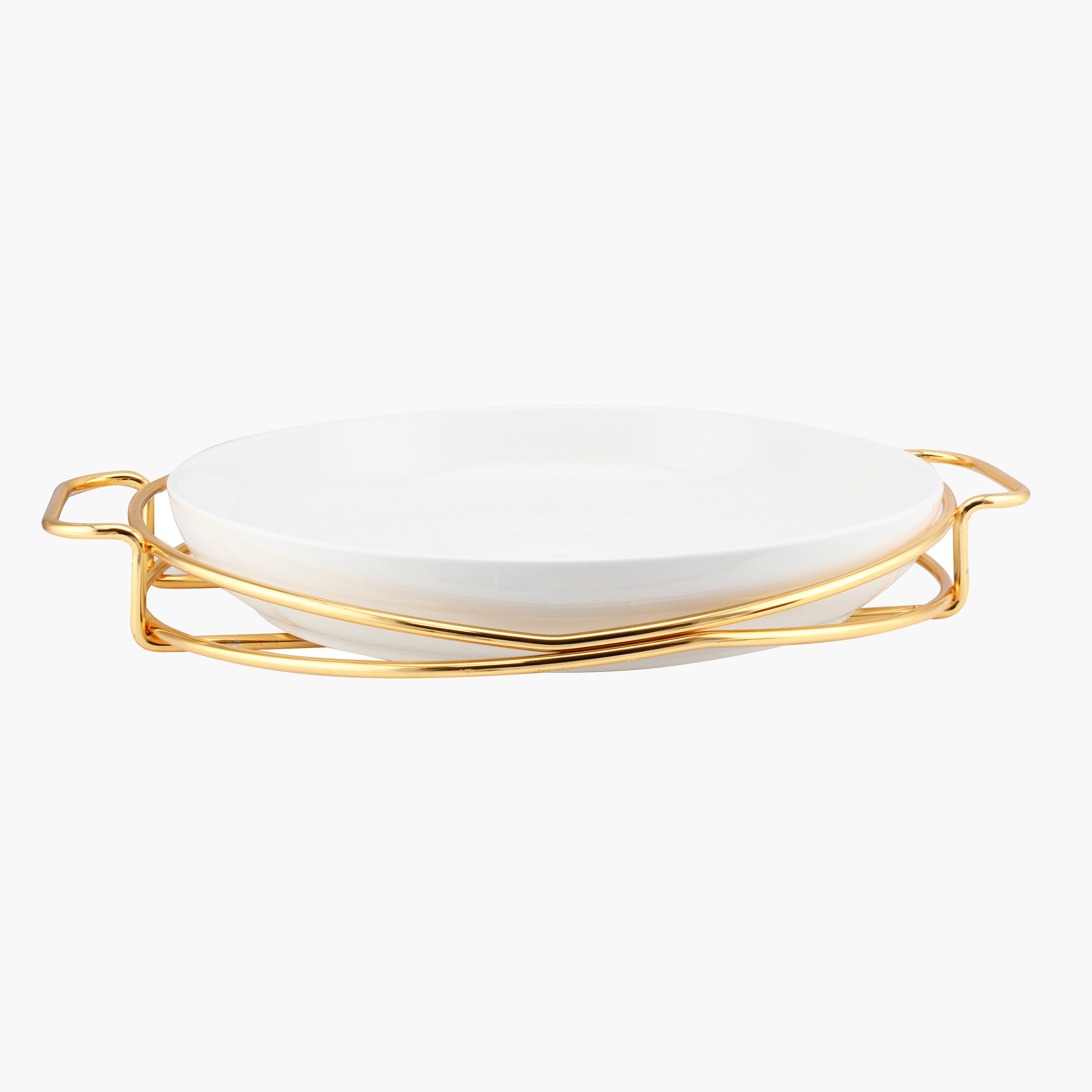 صحن تقديم بحامل معدني من فيست - 28 سم-hbxdecorandfurnishings-tabletop-serveware-image-2