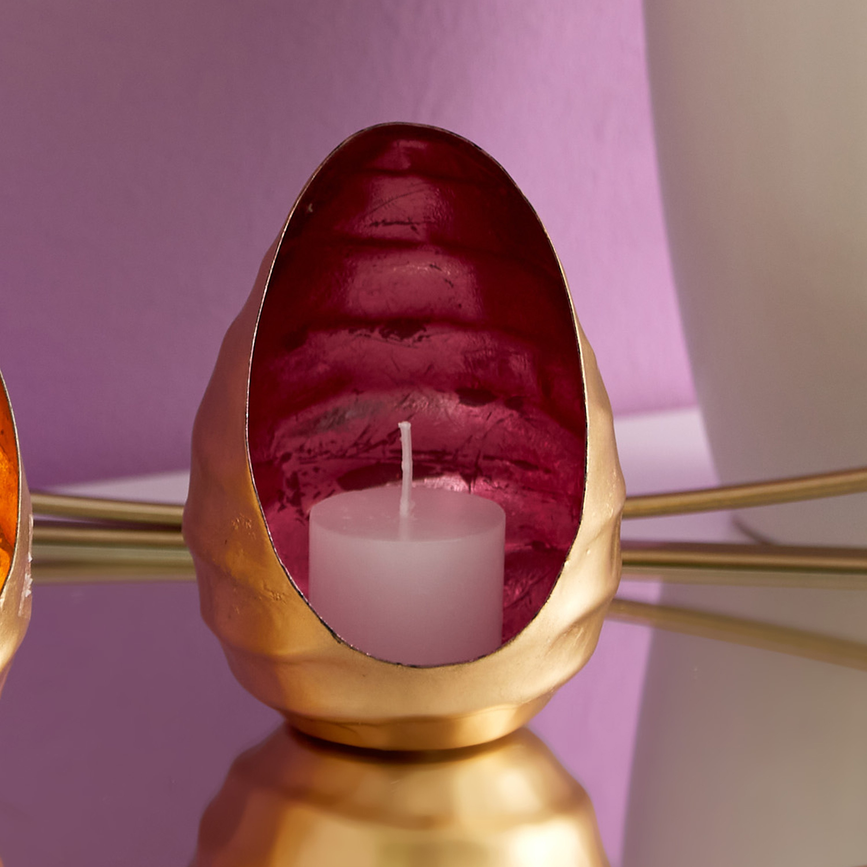 Zoha Metal Egg Shaped Tealight Votive - 8x8x12 cm-hbxlivingroom-decorandaccessories-candleholders-image-1