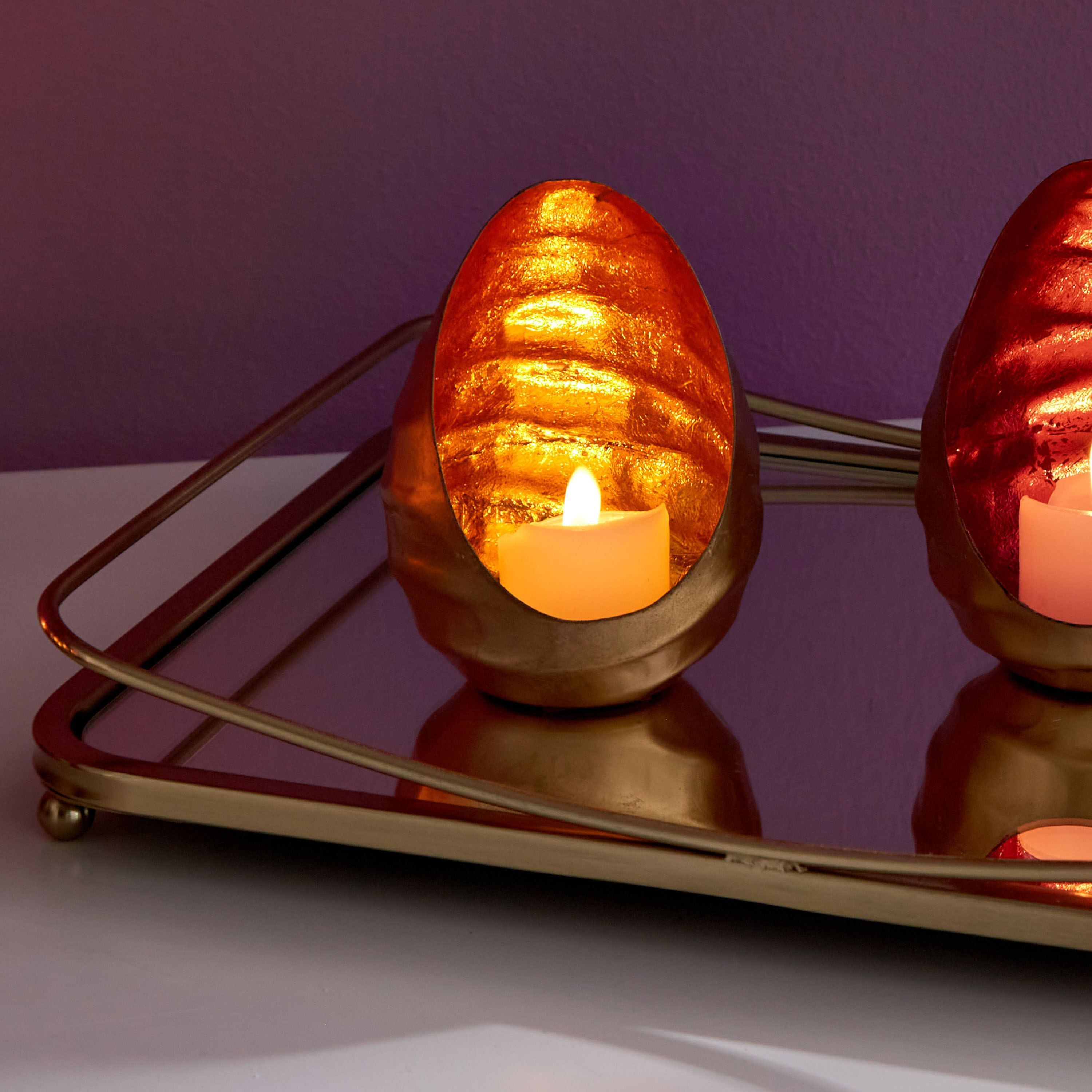 Zoha Metal Egg Shaped Tealight Votive - 8x8x12 cm-hbxlivingroom-decorandaccessories-candleholders-image-2