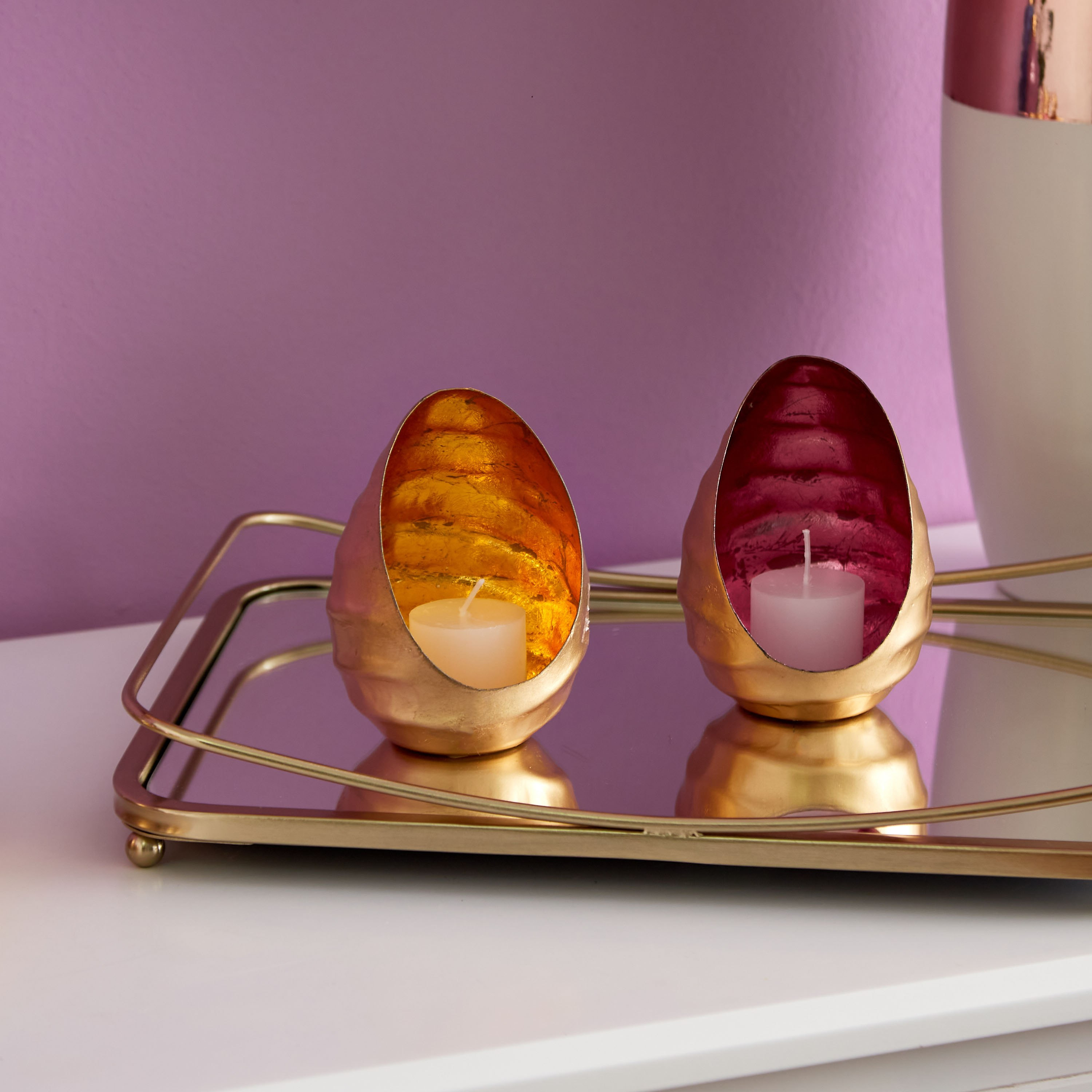 Zoha Metal Egg Shaped Tealight Votive - 8x8x12 cm-hbxlivingroom-decorandaccessories-candleholders-image-3