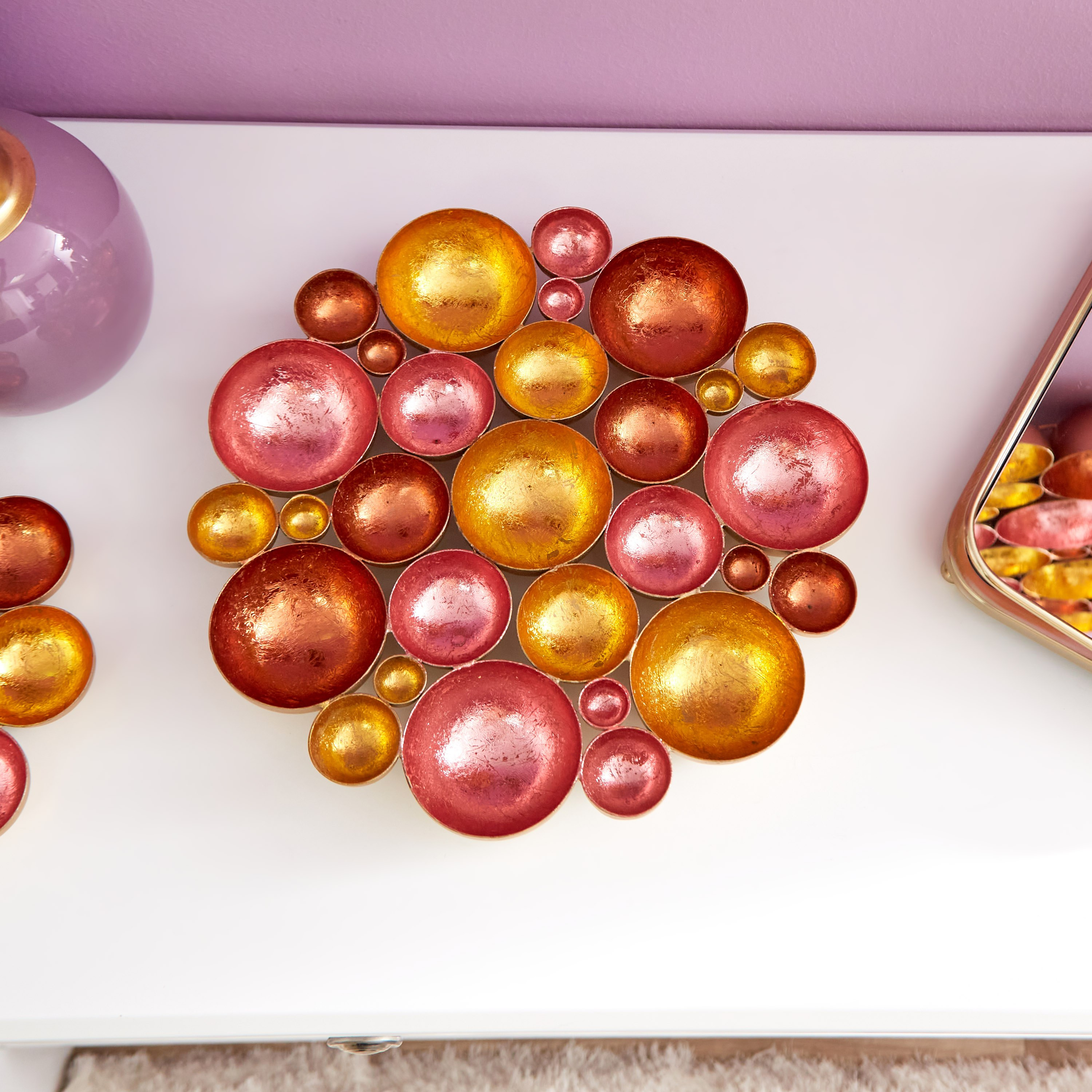حامل شموع صغيرة معدني للطاولة والحائط بتصميم زهرة من زوها 30x30x4 sl-hbxlivingroom-decorandaccessories-candleholders-image-1