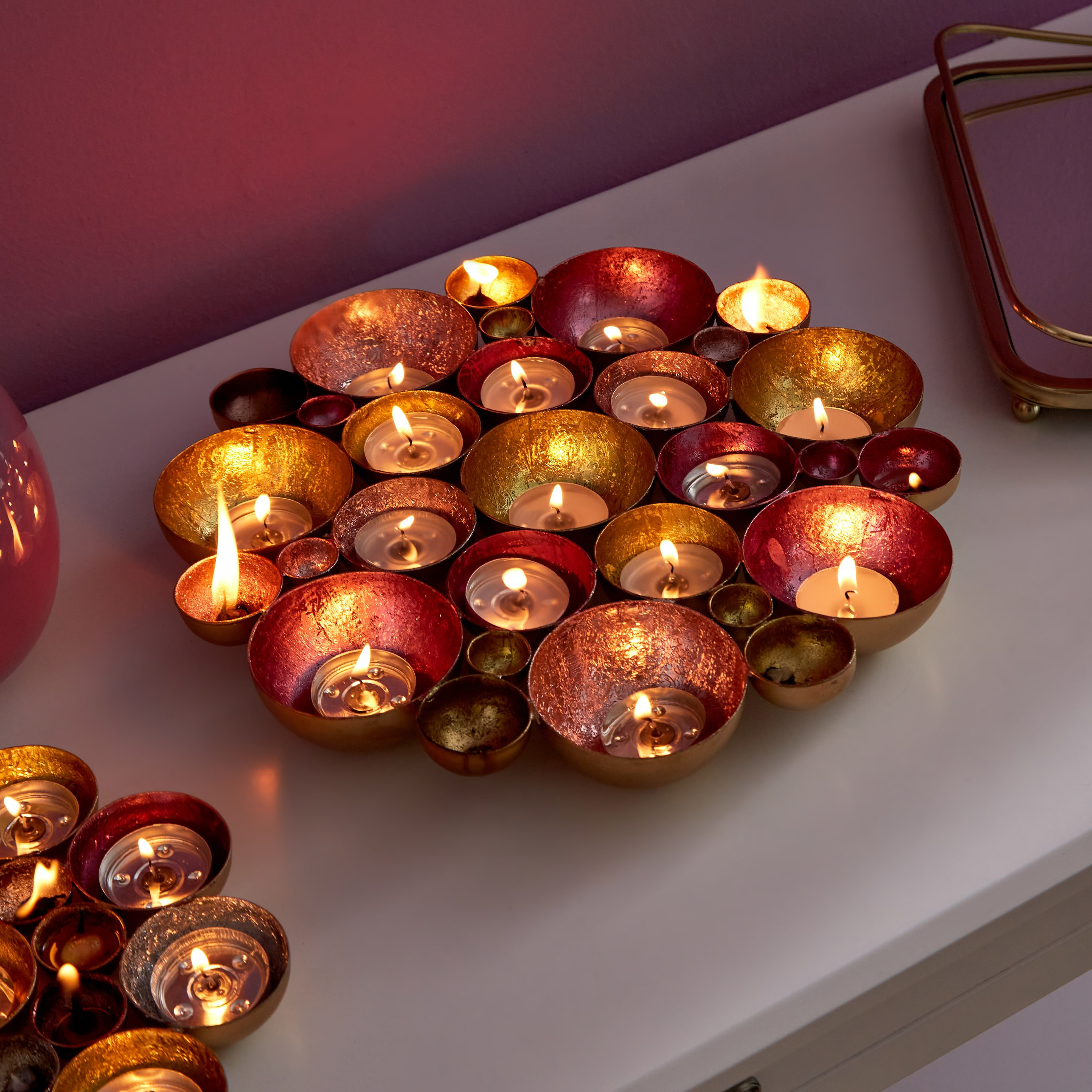 حامل شموع صغيرة معدني للطاولة والحائط بتصميم زهرة من زوها 30x30x4 sl-hbxlivingroom-decorandaccessories-candleholders-image-2