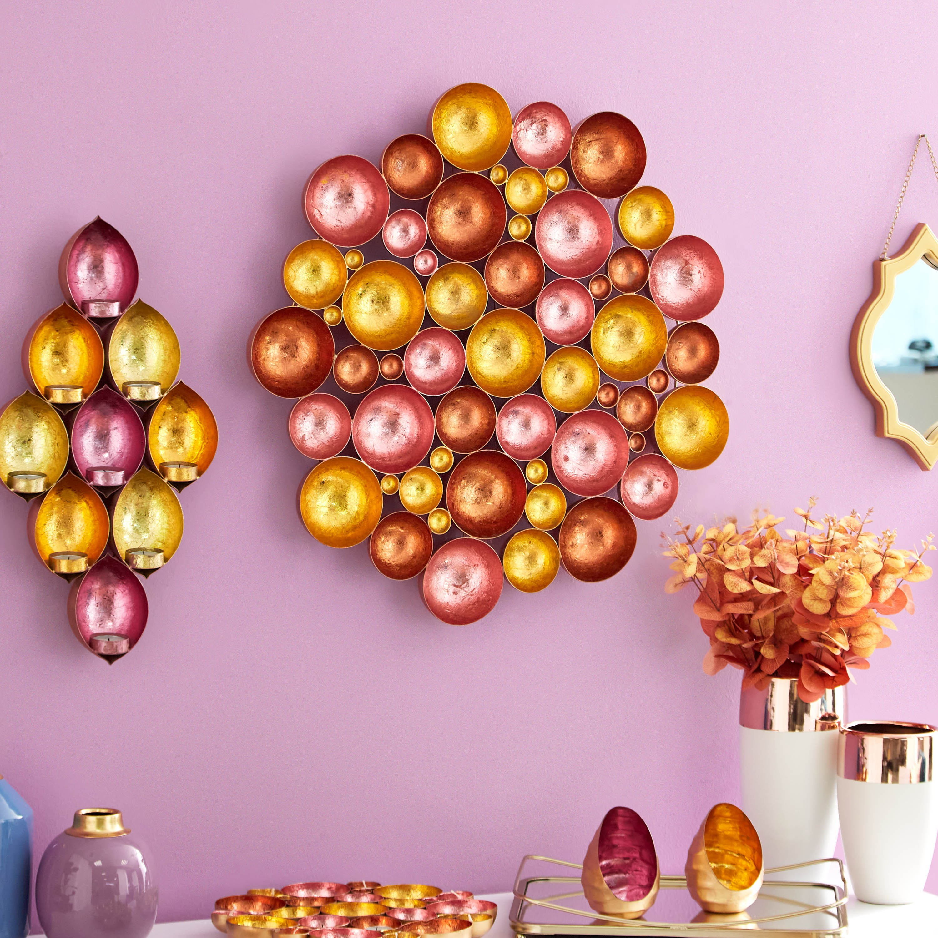 حامل شموع صغيرة معدني للطاولة والحائط بتصميم زهرة من زوها-hbxlivingroom-decorandaccessories-candleholders-image-1