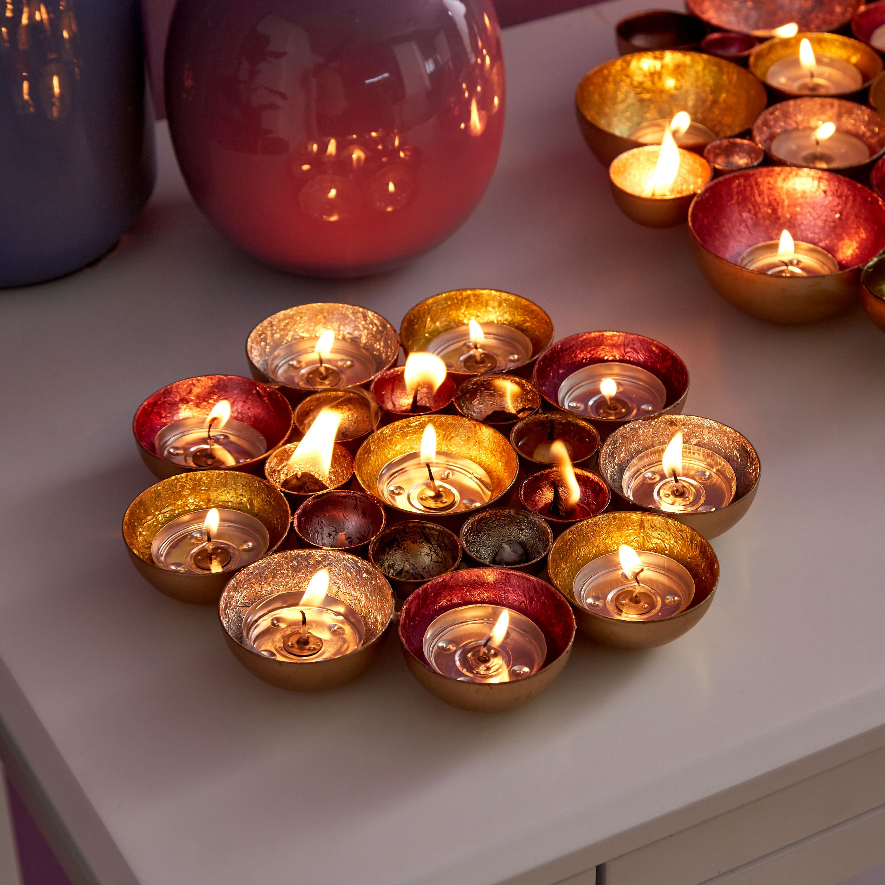 حامل شموع صغيرة معدني للطاولة والحائط بتصميم زهرة من زوها-hbxlivingroom-decorandaccessories-candleholders-image-2