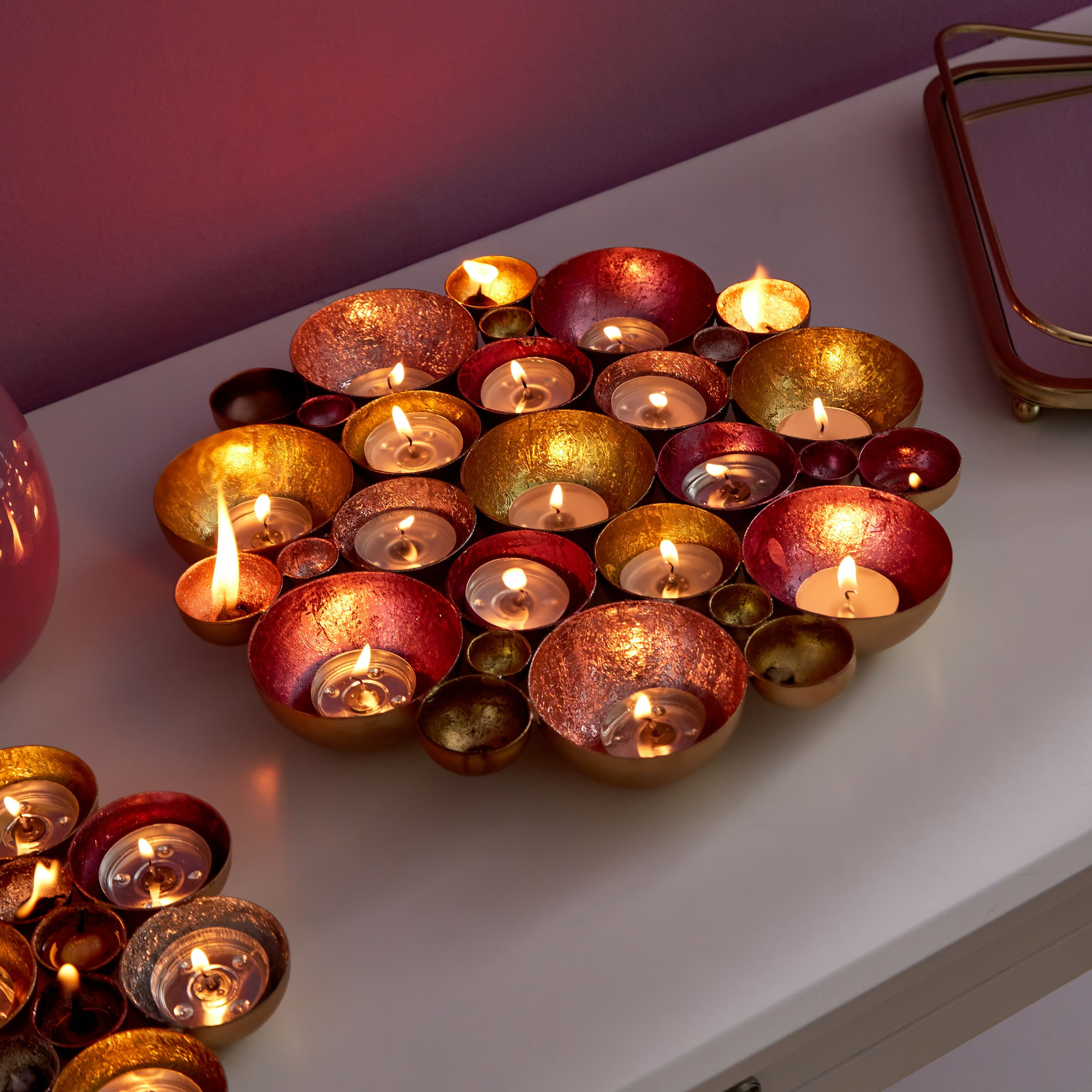 حامل شموع صغيرة معدني للطاولة والحائط بتصميم زهرة من زوها-hbxlivingroom-decorandaccessories-candleholders-image-2
