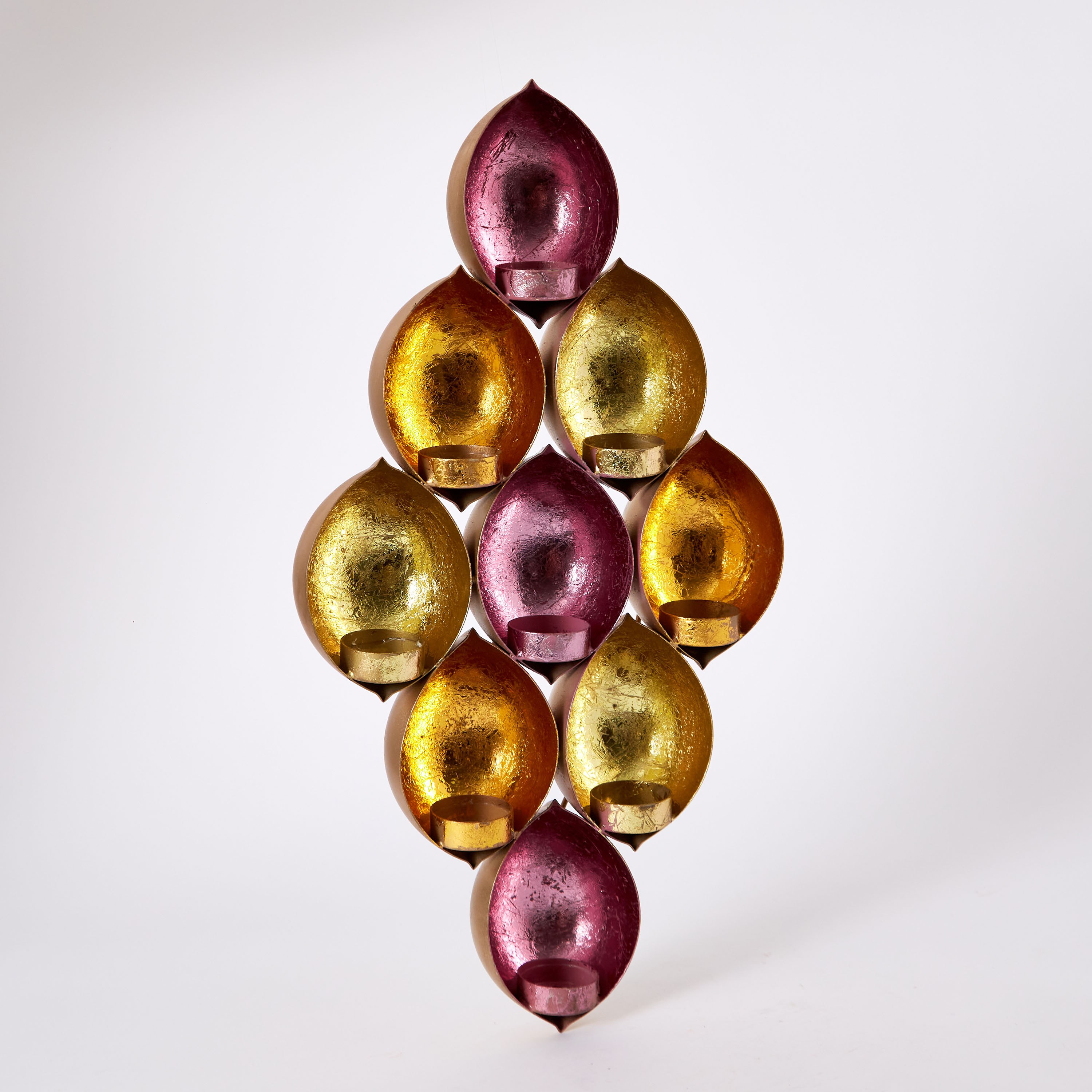 Zoha Metal Diya Diamond Wall Accent - 26x7x48 cm-hbxlivingroom-decorandaccessories-candleholders-image-6