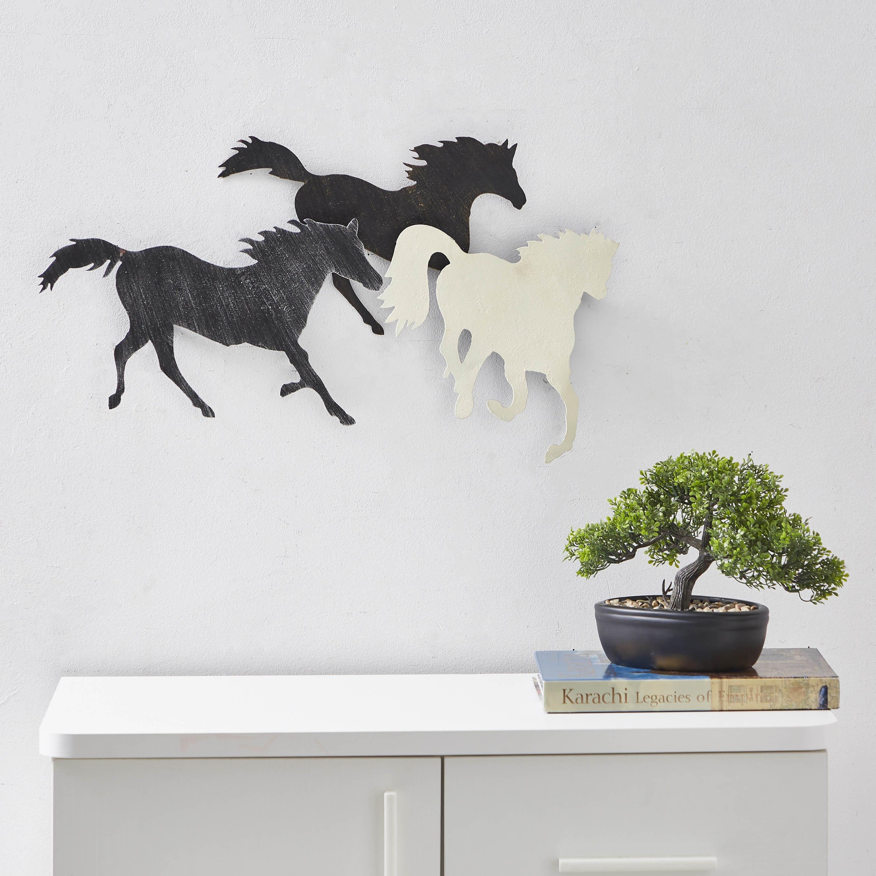 Ibiza 3 Metallic Leaping Horses Wall Accent - 64x1x36 cm-hbxdiningroom-walldecor-wallart-image-2