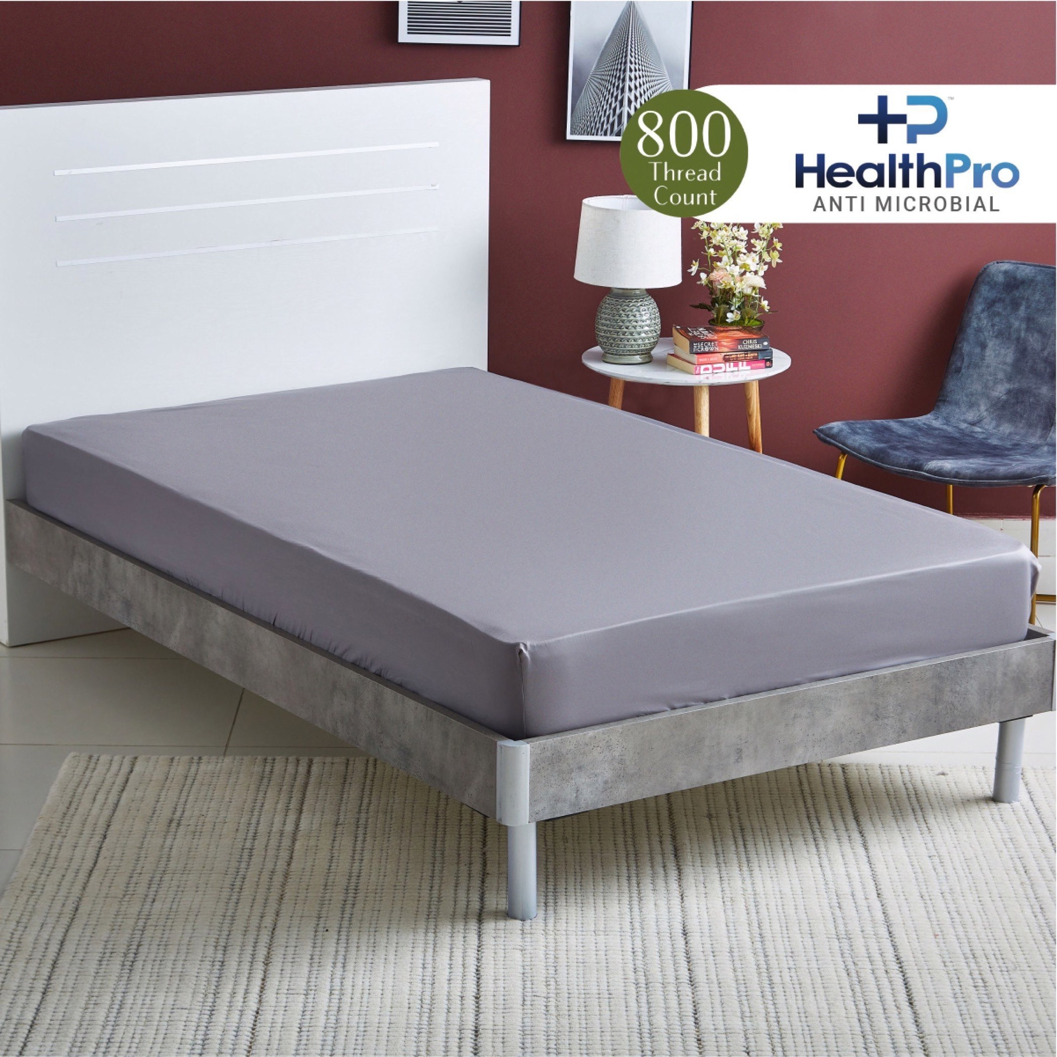 شّرشف مطّاطي مزدوج مضاد للميكروبات من هوبارت - 120x200+33 سم-hbxhomeware-hbxbedroom-image-1