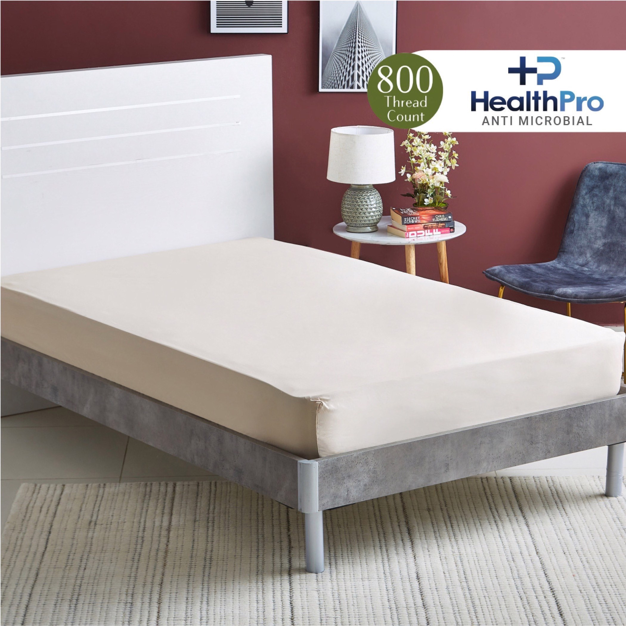 شّرشف مطّاطي مزدوج مضاد للميكروبات من هوبارت - 120x200+33 سم-hbxhomeware-hbxbedroom-image-1